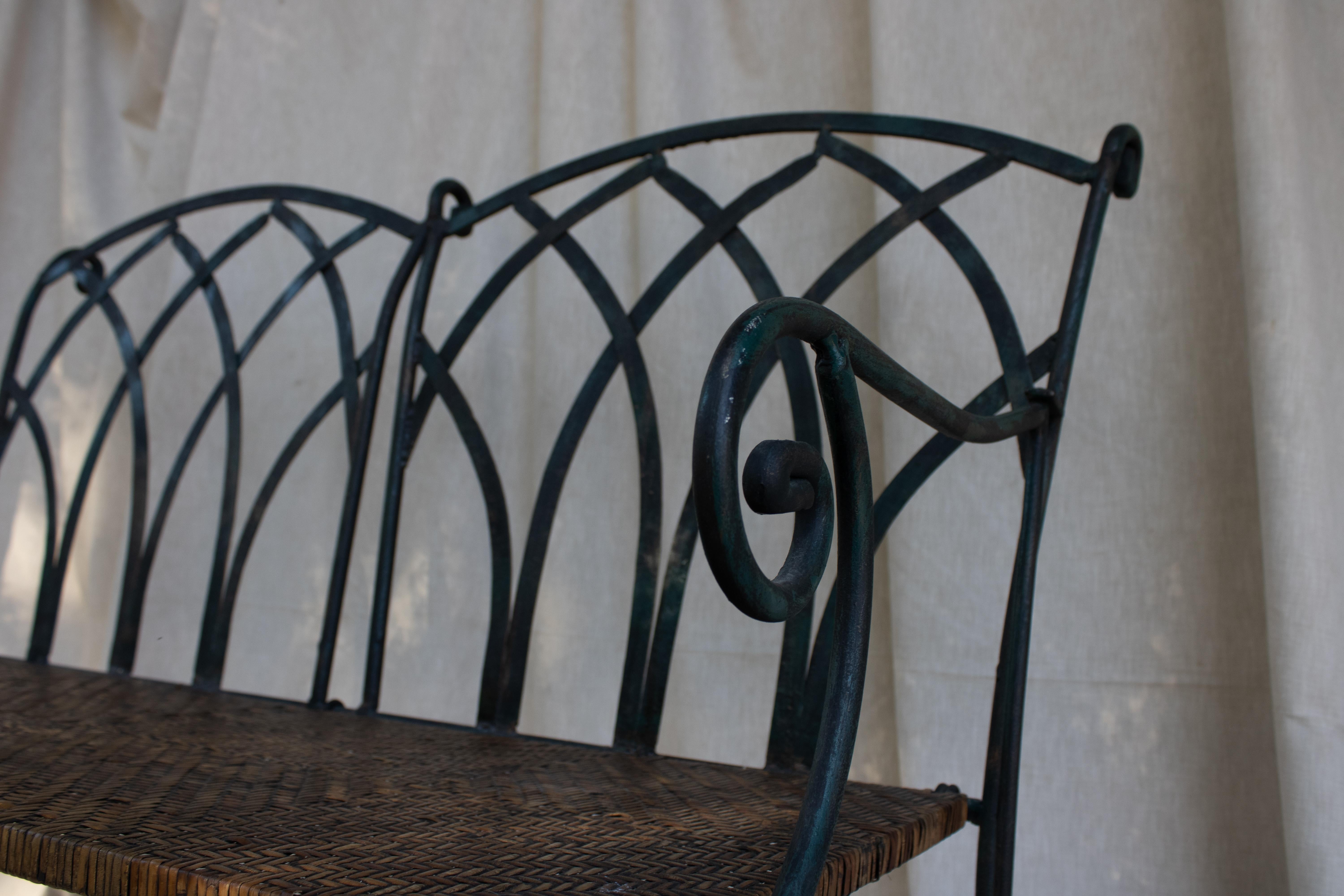 Hand-Crafted XX Century French Garden Iron Bench For Sale