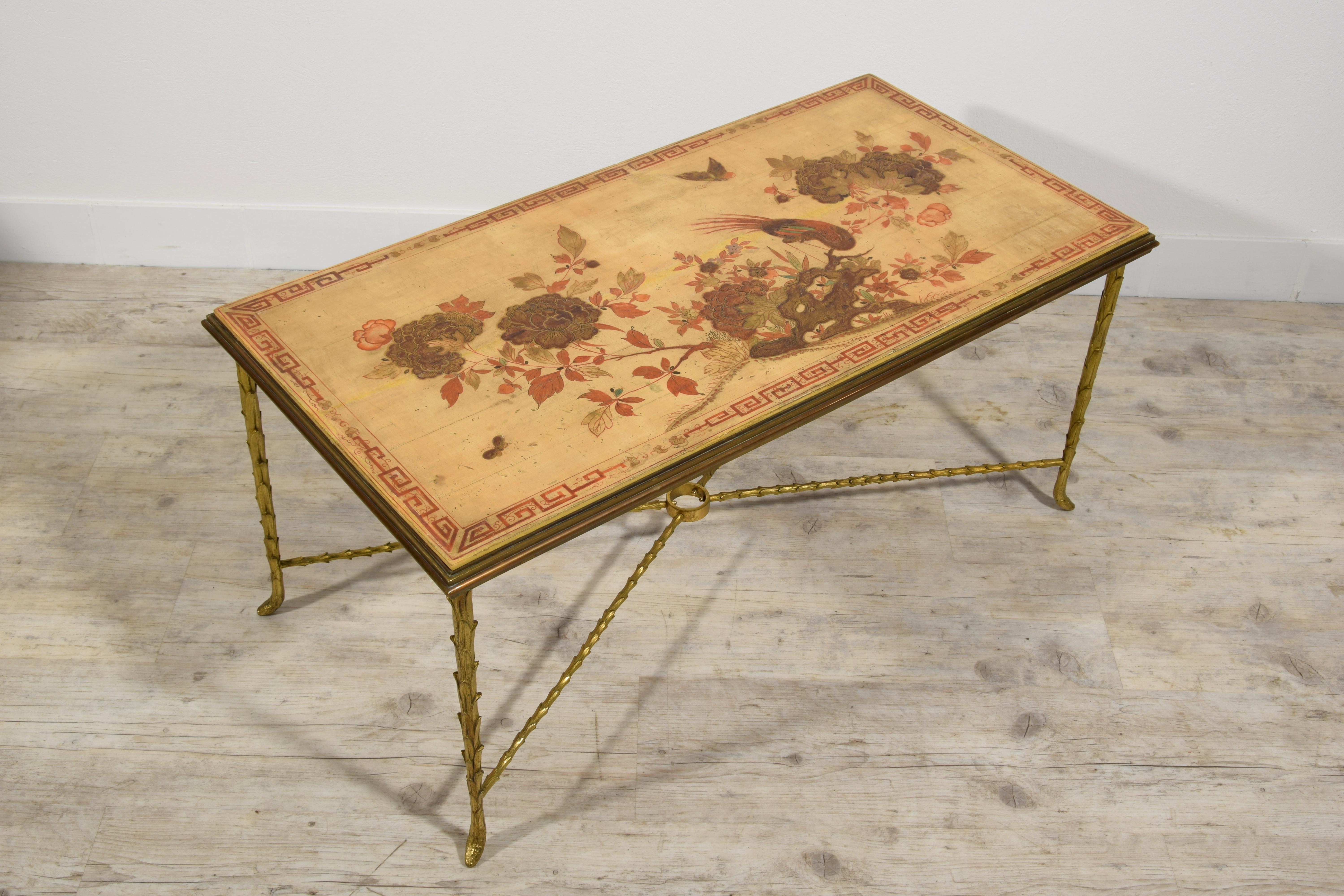XX Century, French Gitl Bronze Lacquered Coffee Table by Maison Baguès 5