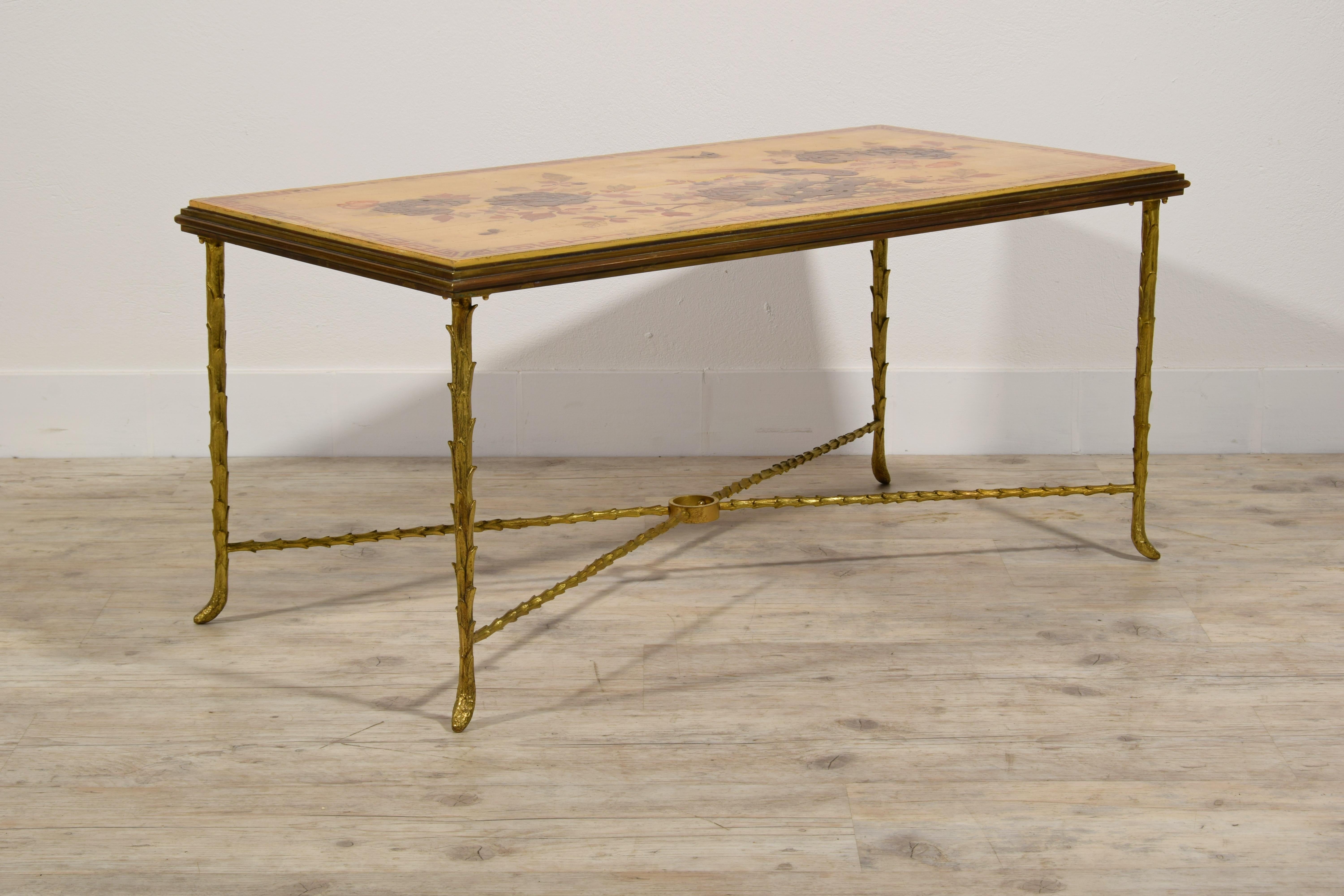 XX Century, French Gitl Bronze Lacquered Coffee Table by Maison Baguès 7