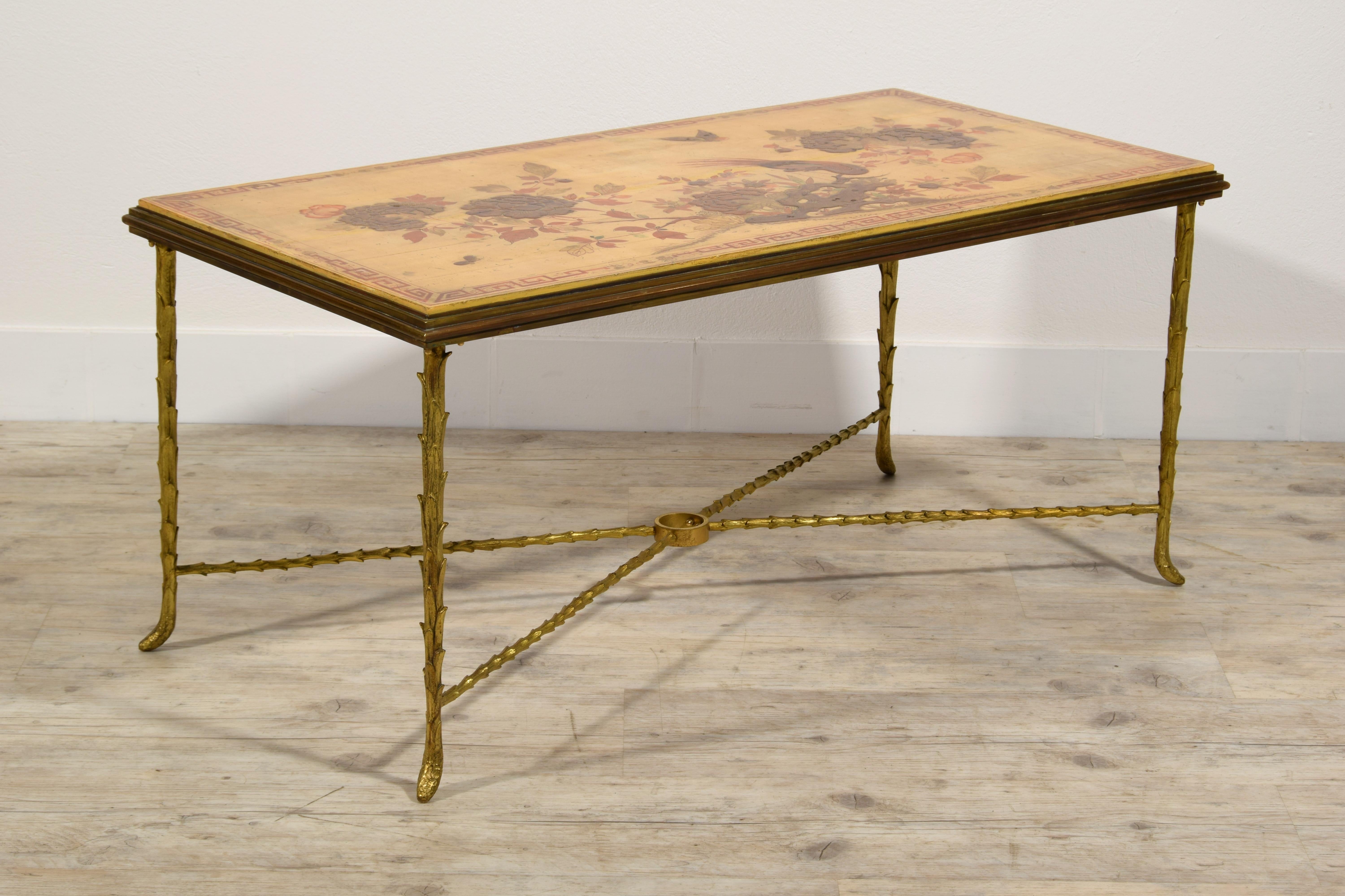 XX Century, French Gitl Bronze Lacquered Coffee Table by Maison Baguès 14