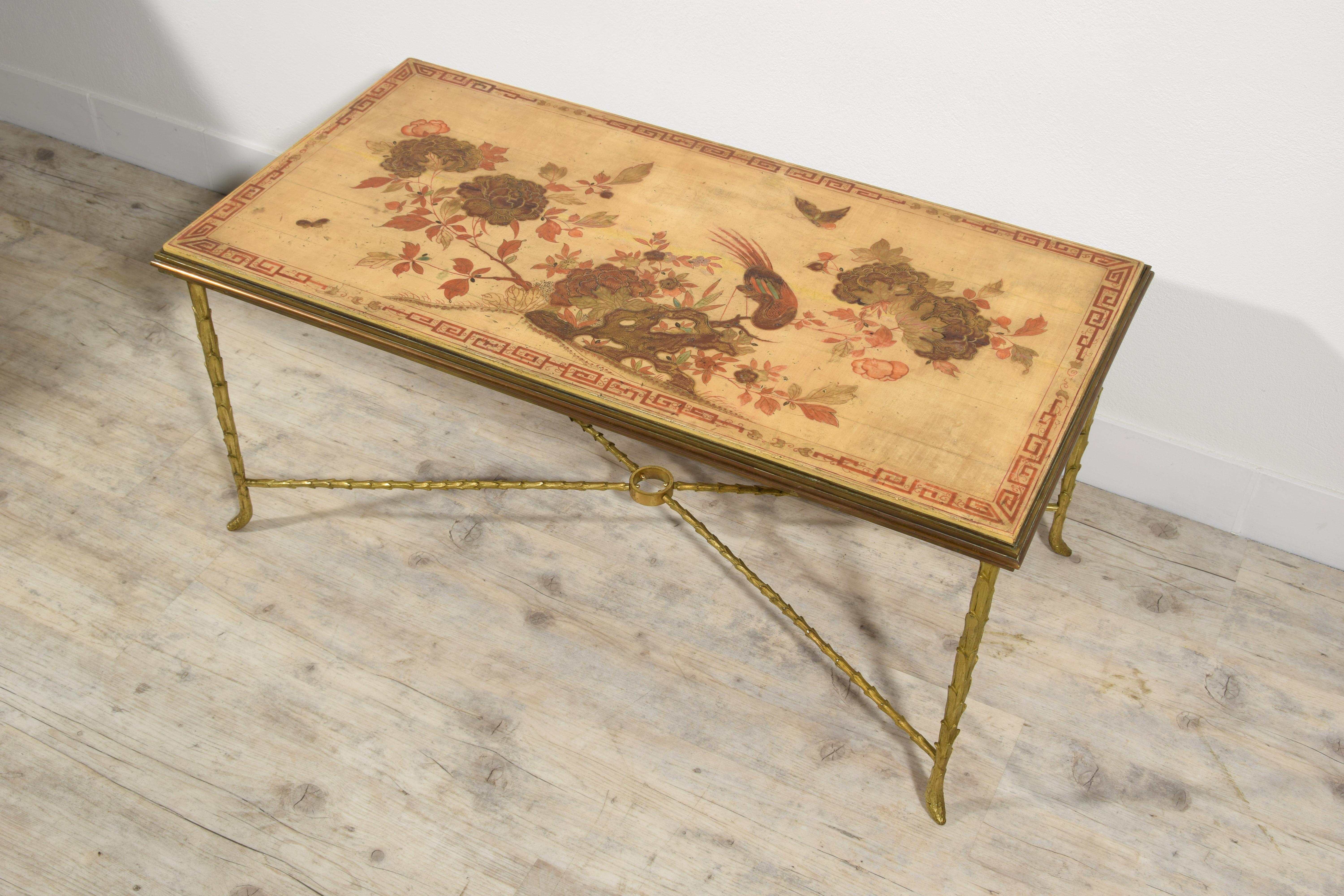 Gilt XX Century, French Gitl Bronze Lacquered Coffee Table by Maison Baguès