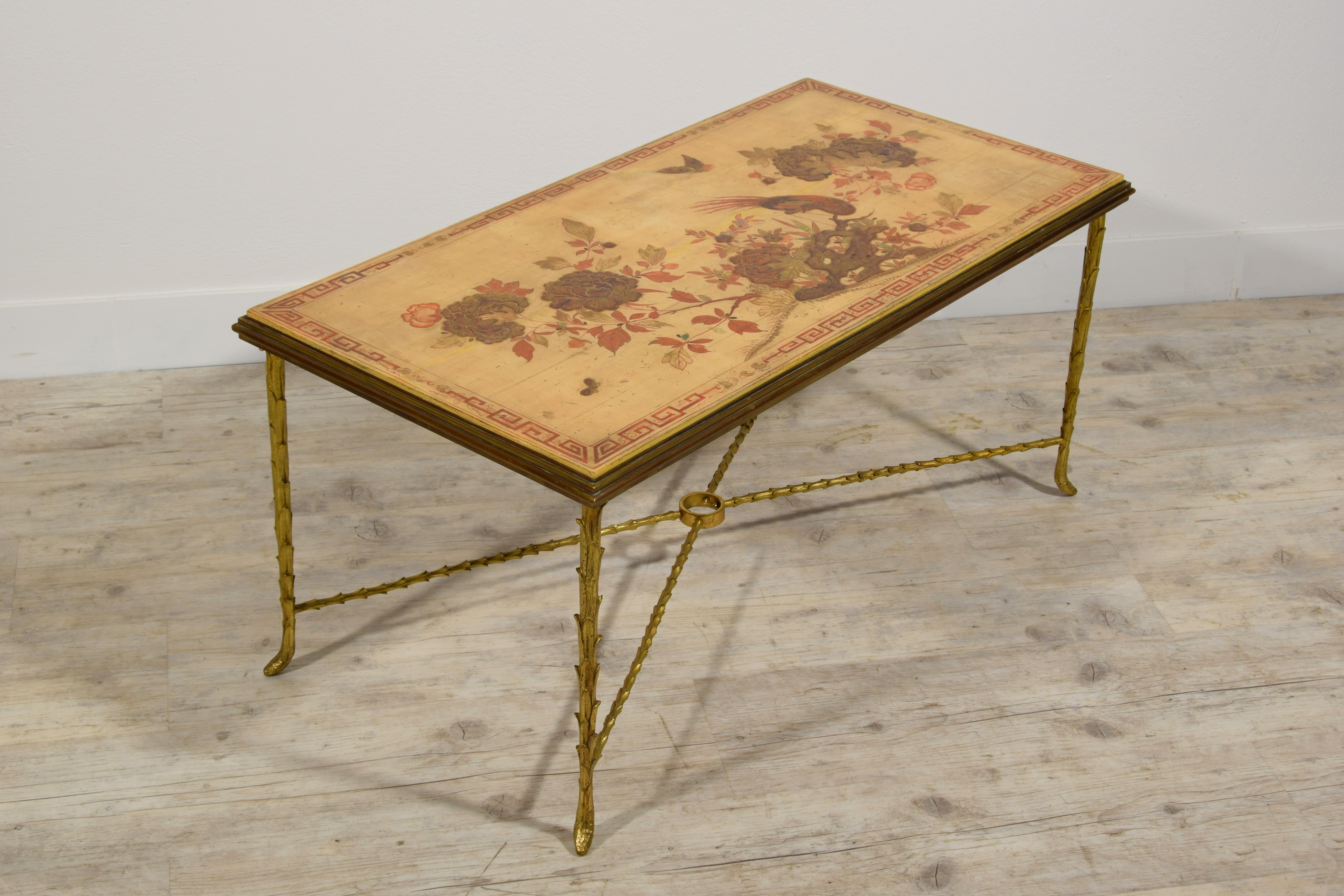 XX Century, French Gitl Bronze Lacquered Coffee Table by Maison Baguès 3