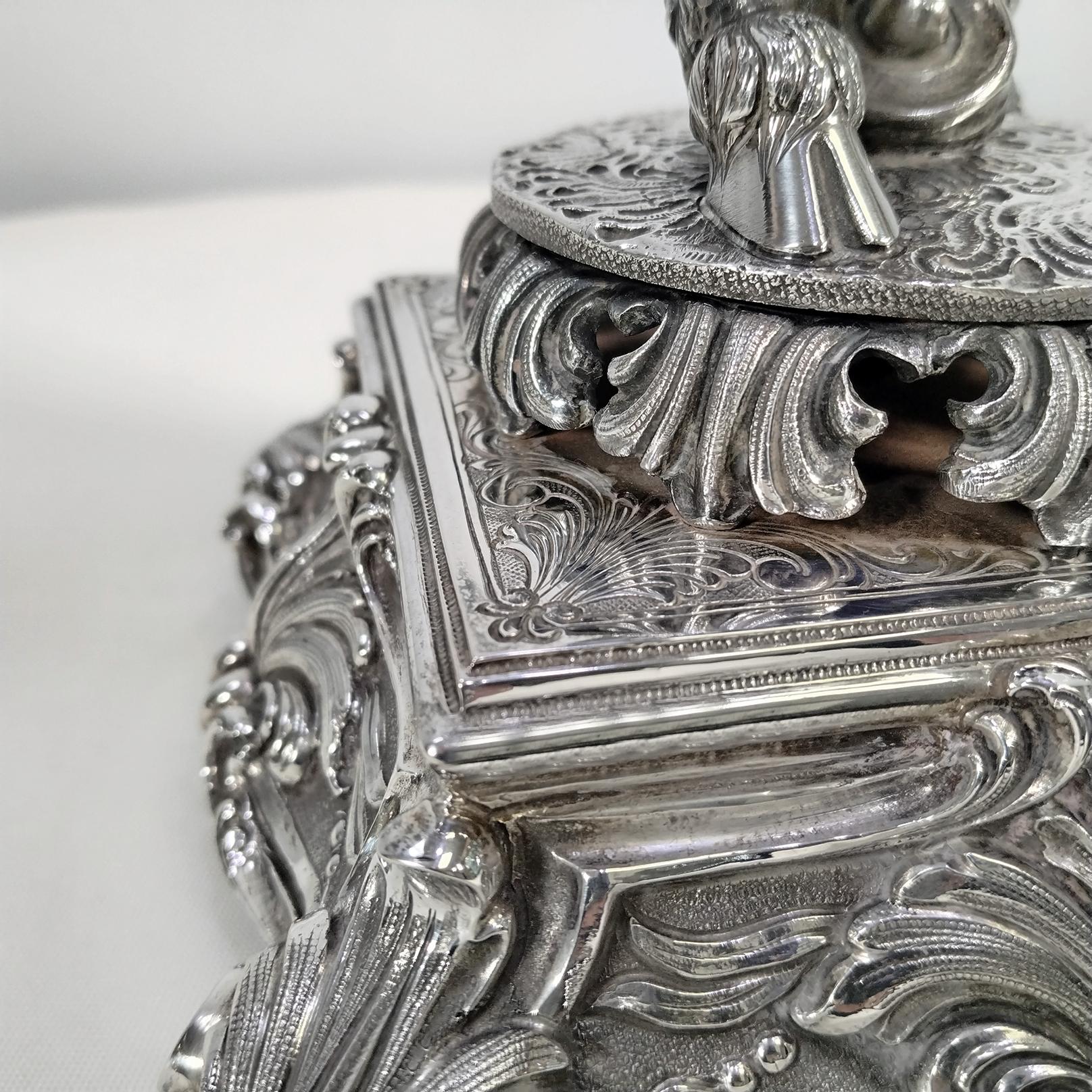 XX Century Italian 800 solid silver 4-light candelabra 