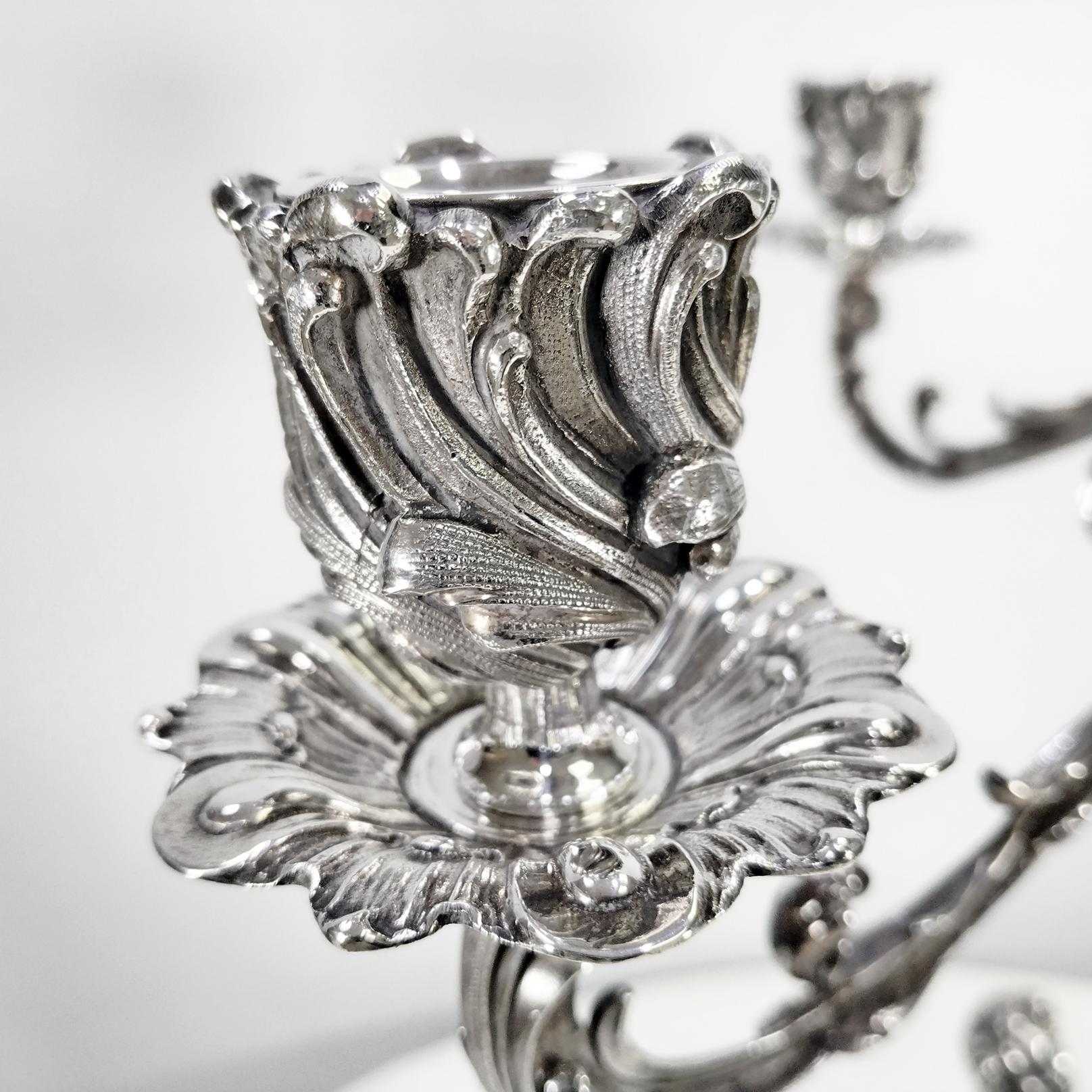 XX Century Italian 800 solid silver 4-light candelabra 