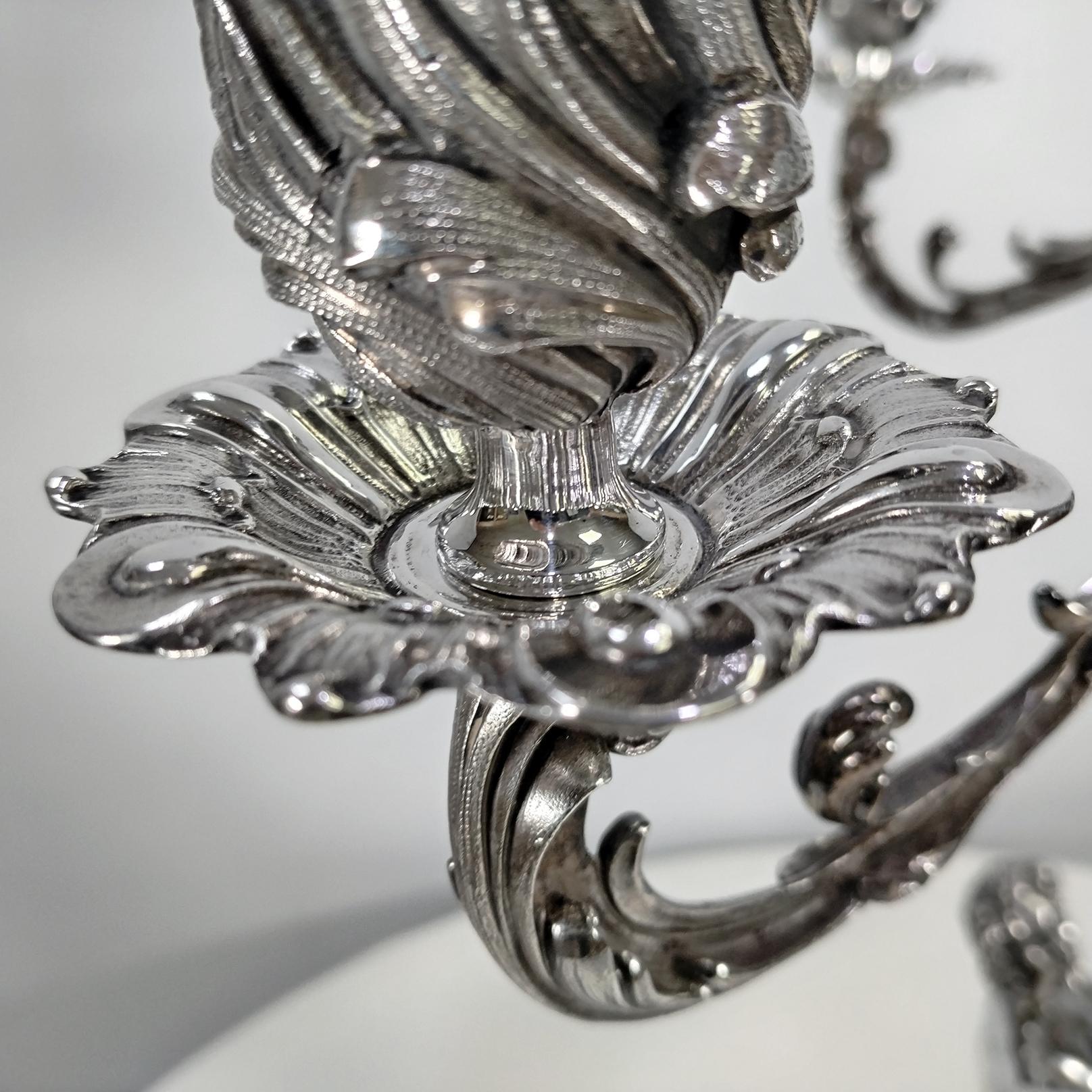XX Century Italian 800 solid silver 4-light candelabra 