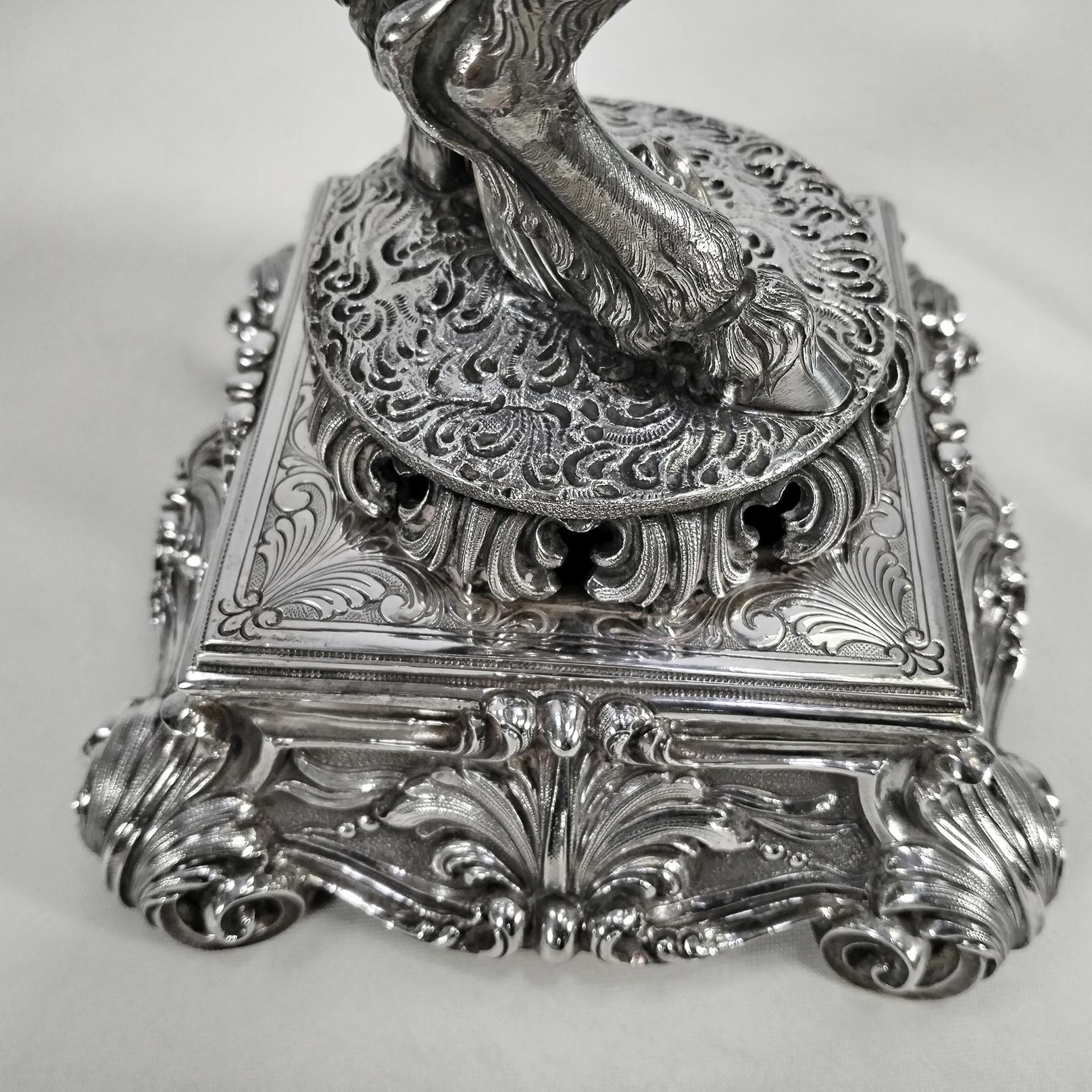 XX Century Italian 800 solid silver 4-light candelabra 