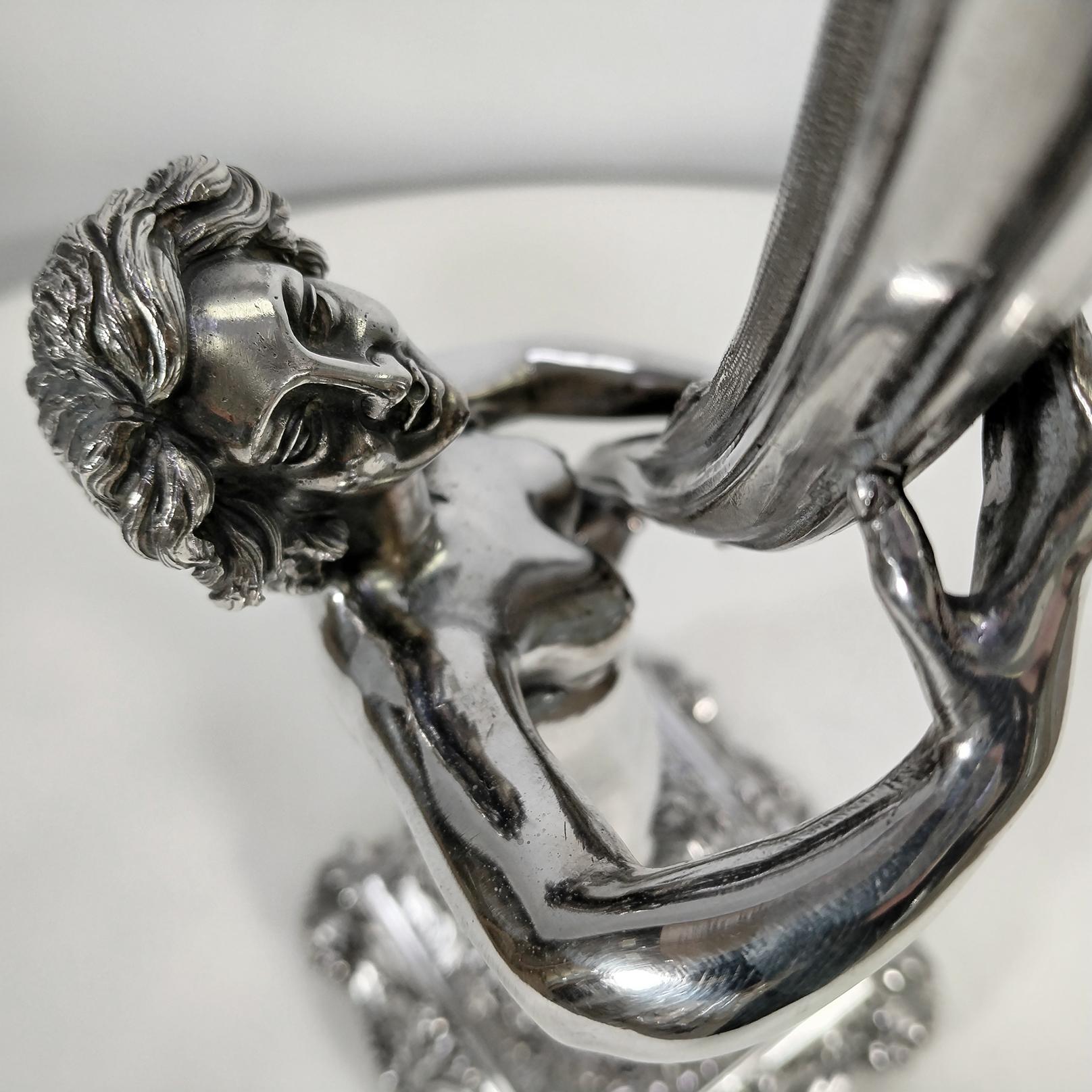 XX Century Italian 800 solid silver 4-light candelabra 