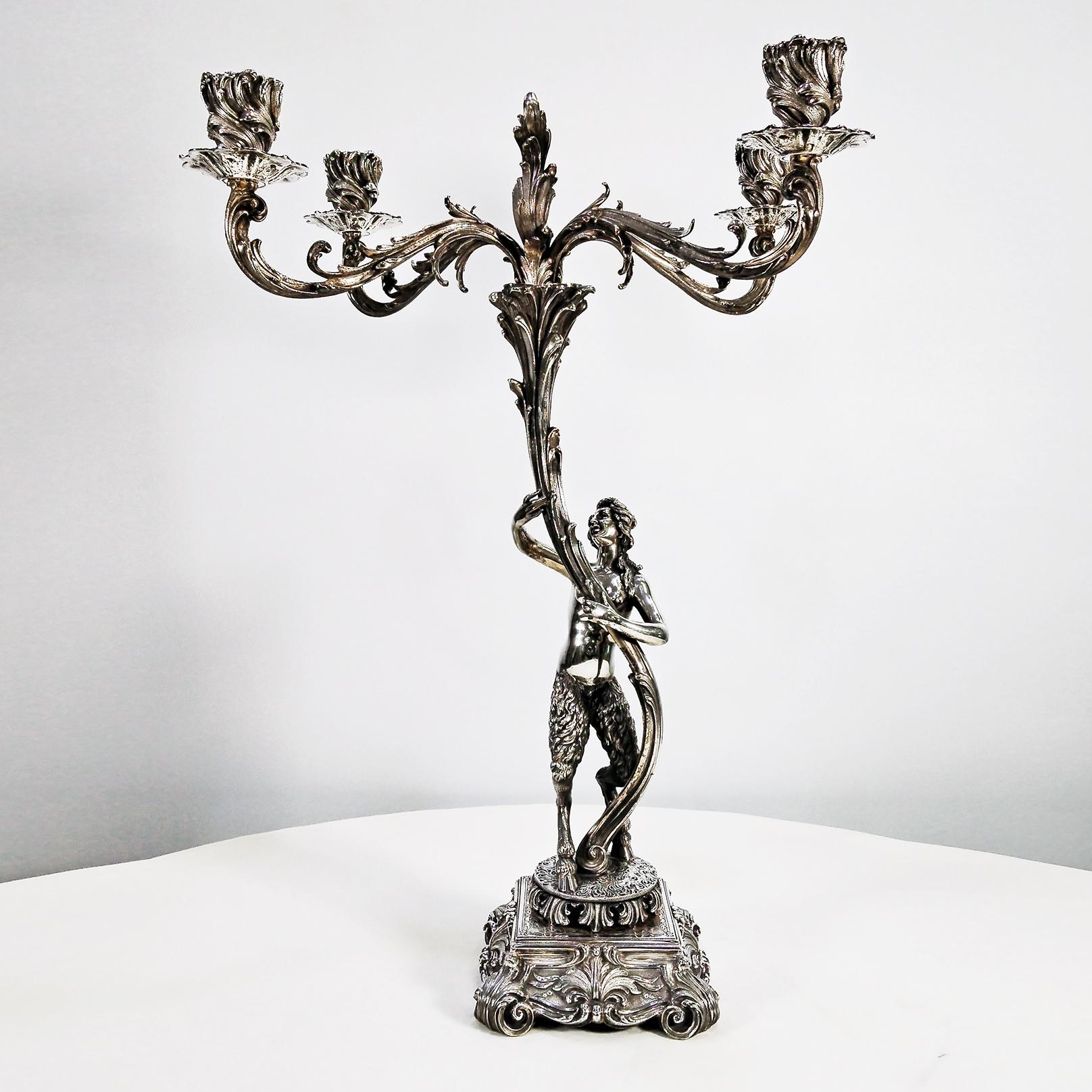 Barocco XX Century Italian 800 solid silver 4-light candelabra 