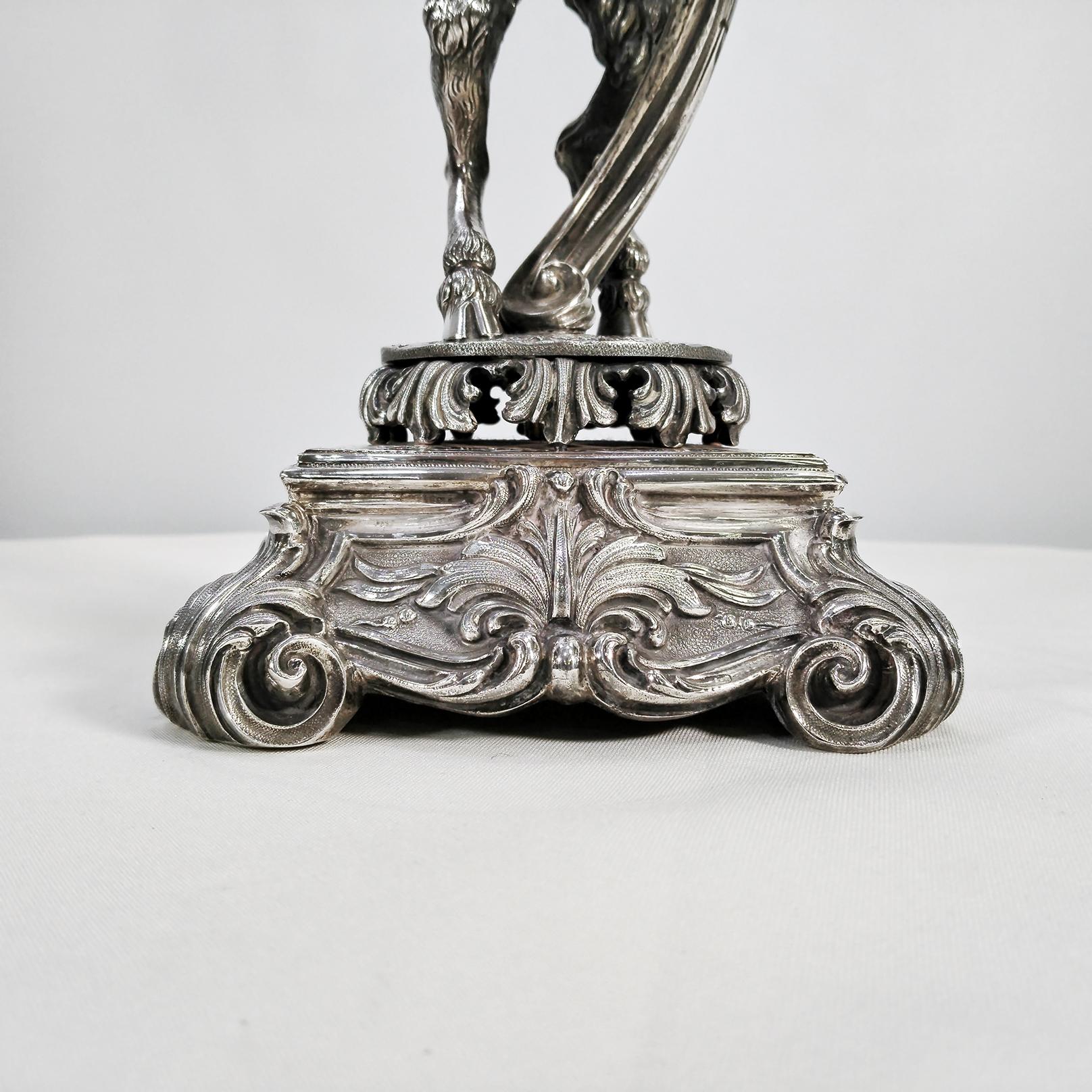 Forgiato XX Century Italian 800 solid silver 4-light candelabra 