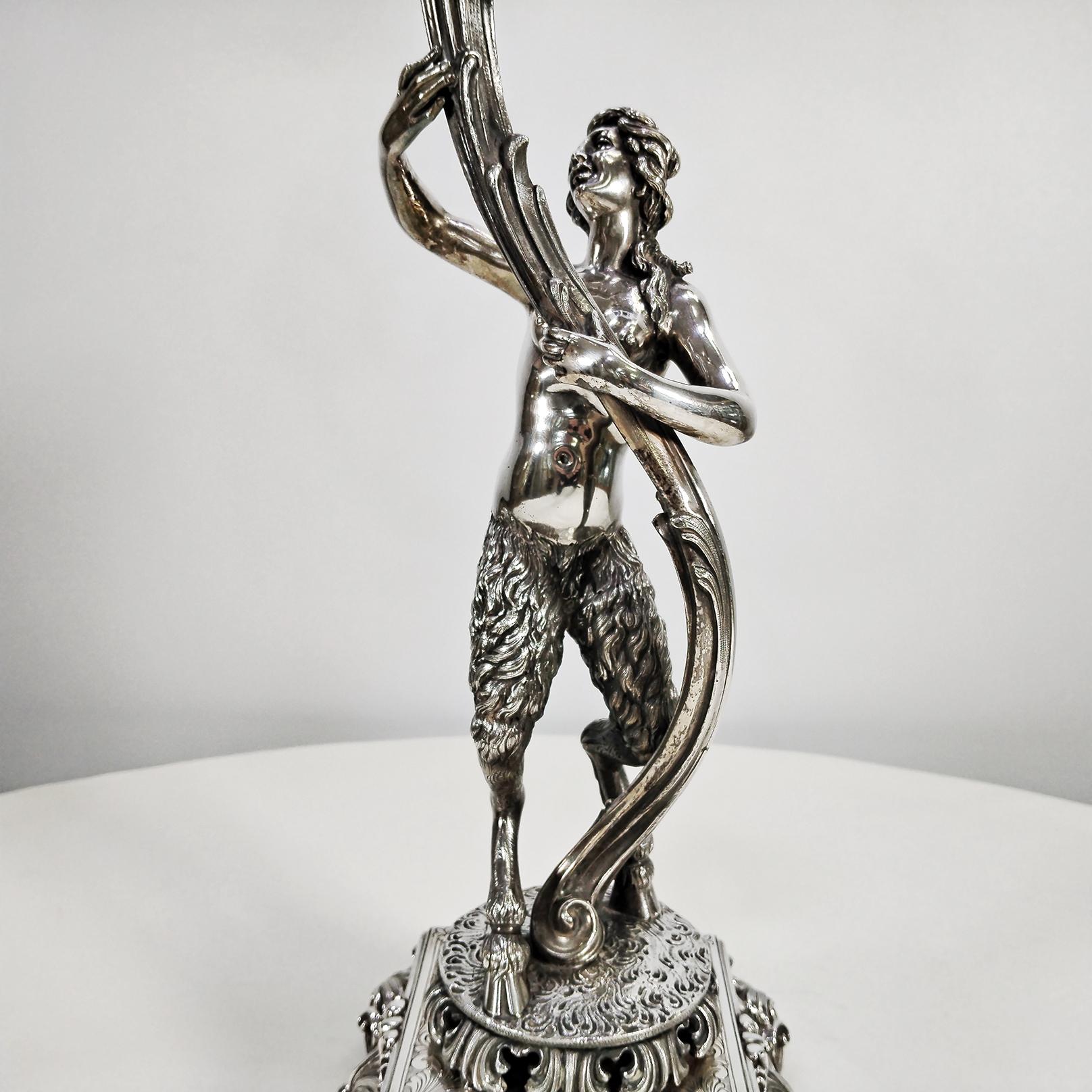 XX Century Italian 800 solid silver 4-light candelabra 
