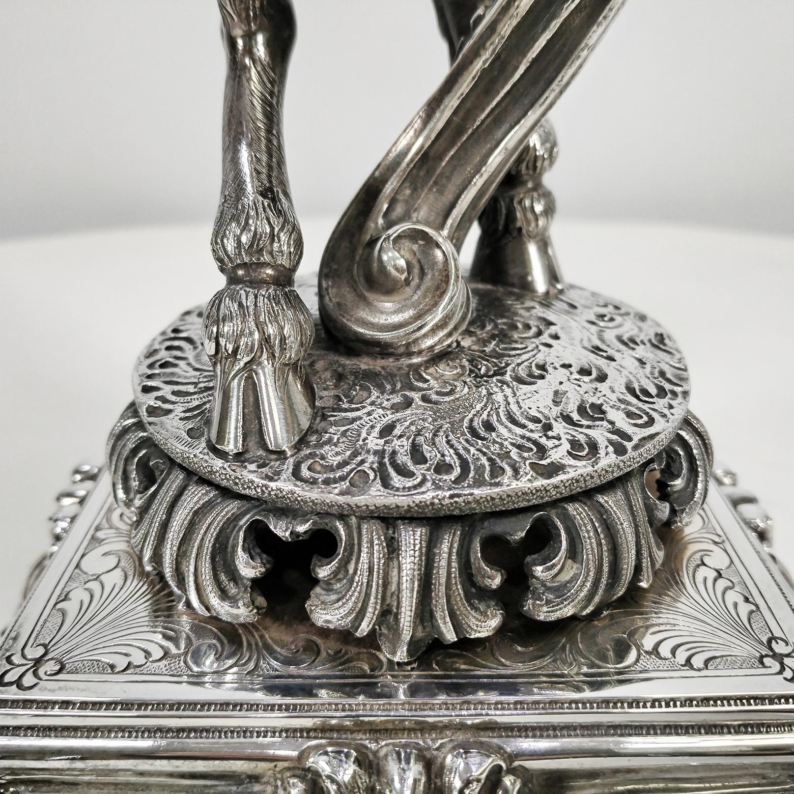 Mid-20th Century XX Century Italian 800 solid silver 4-light candelabra 