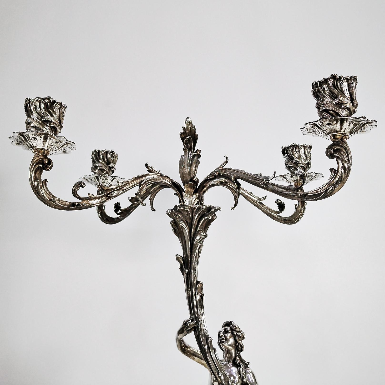XX Century Italian 800 solid silver 4-light candelabra 