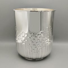 20th-Century Italian Modern Solid 800 Silver Champagne Bucket with Handles.