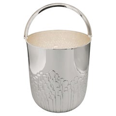 20th-Century Italian Modern Solid 800 Silver Champagne Bucket with Handles.