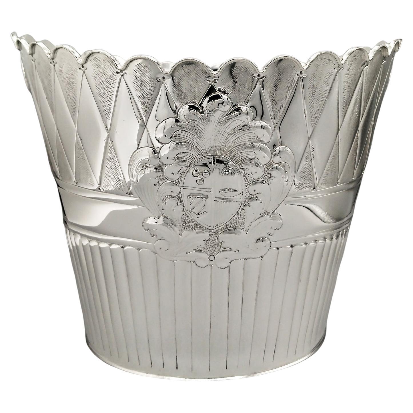 XX Century Italian Oval Solid Sterling Silver Chapagne Bucket