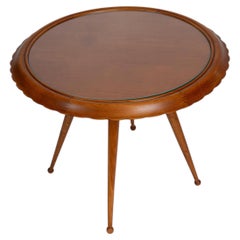 XX Century Italian Scalloped Fruitwood Low table Style Of Paolo Buffa