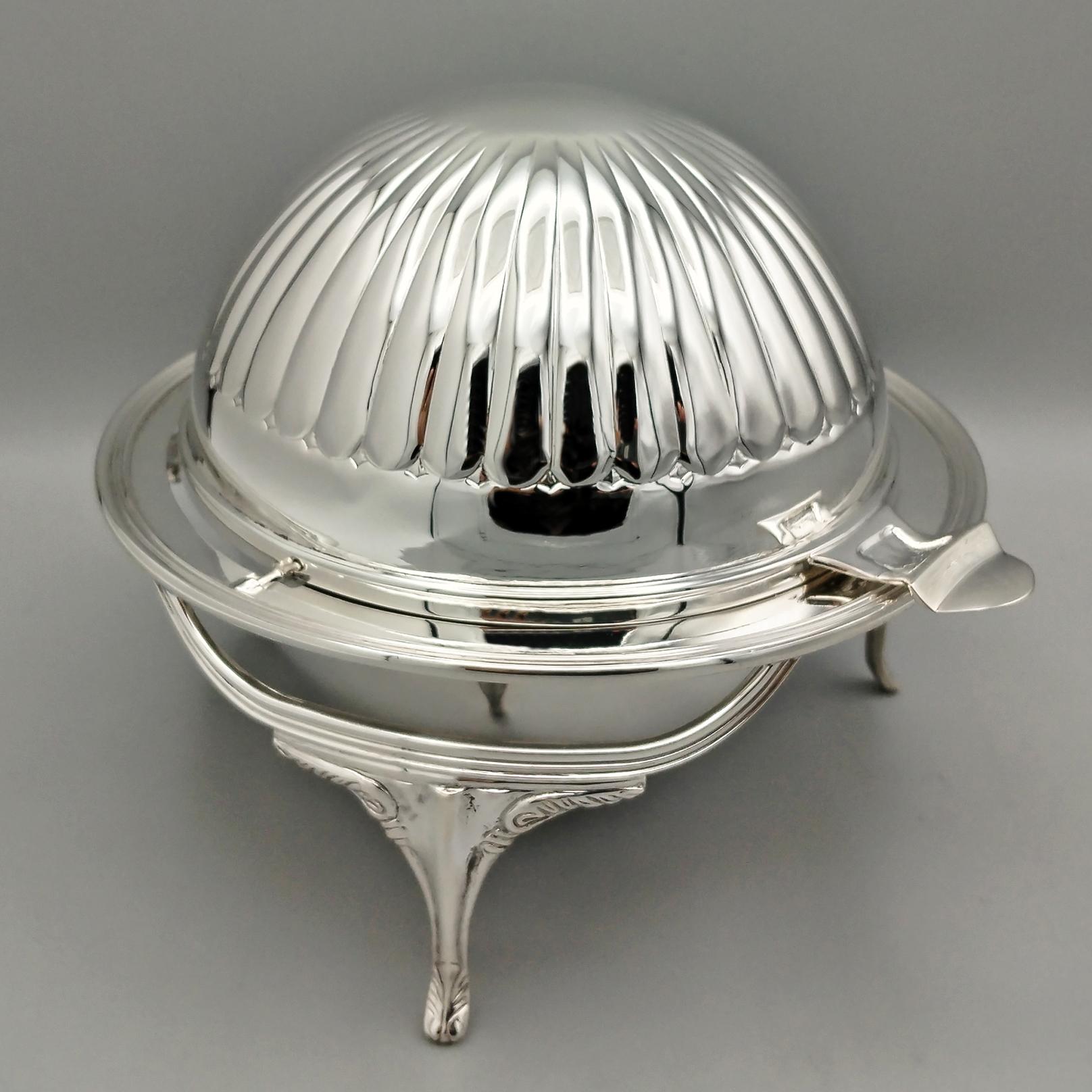 Queen Anne Support à caviar italien du XXème siècle en argent massif 800 en vente
