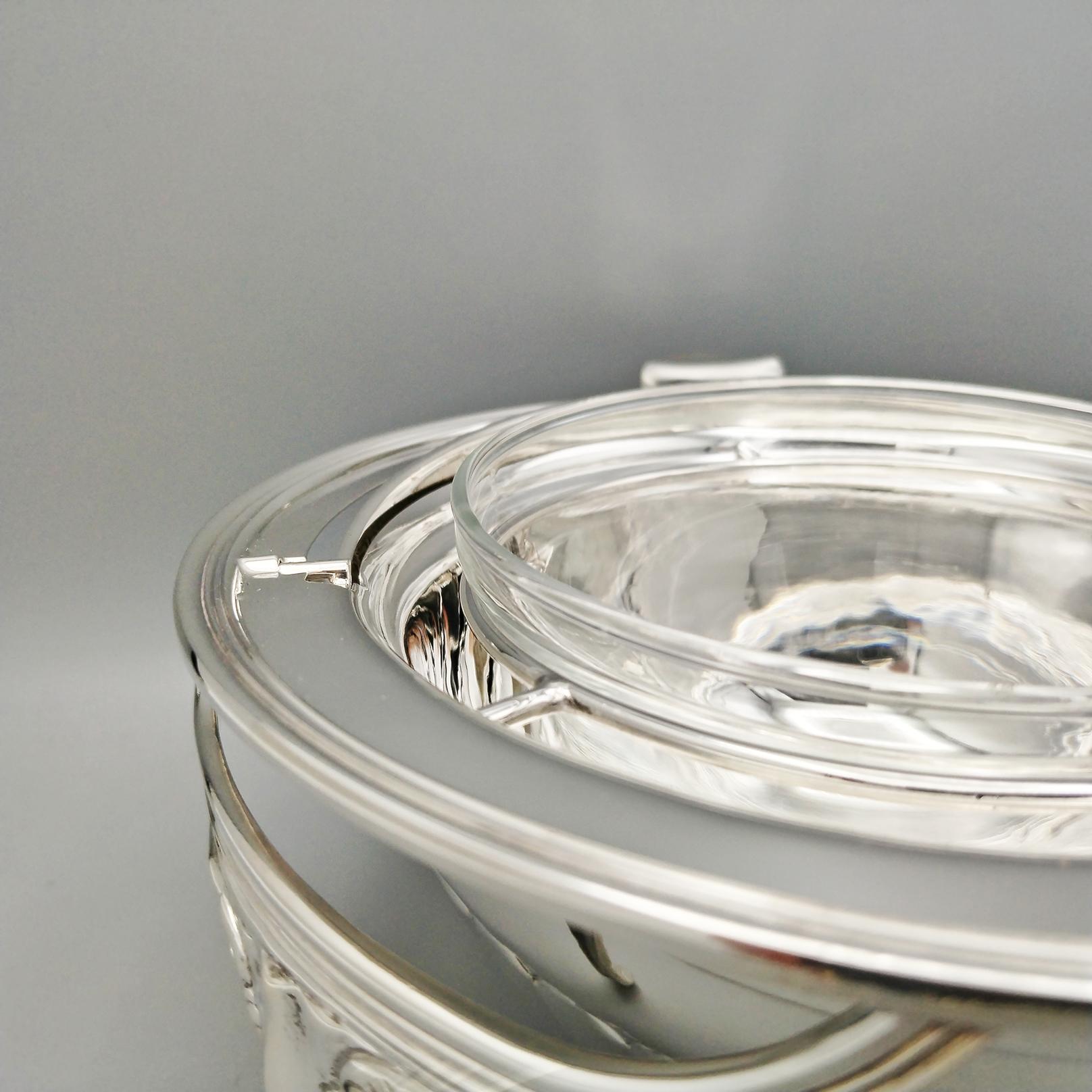 Support à caviar italien du XXème siècle en argent massif 800 en vente 1