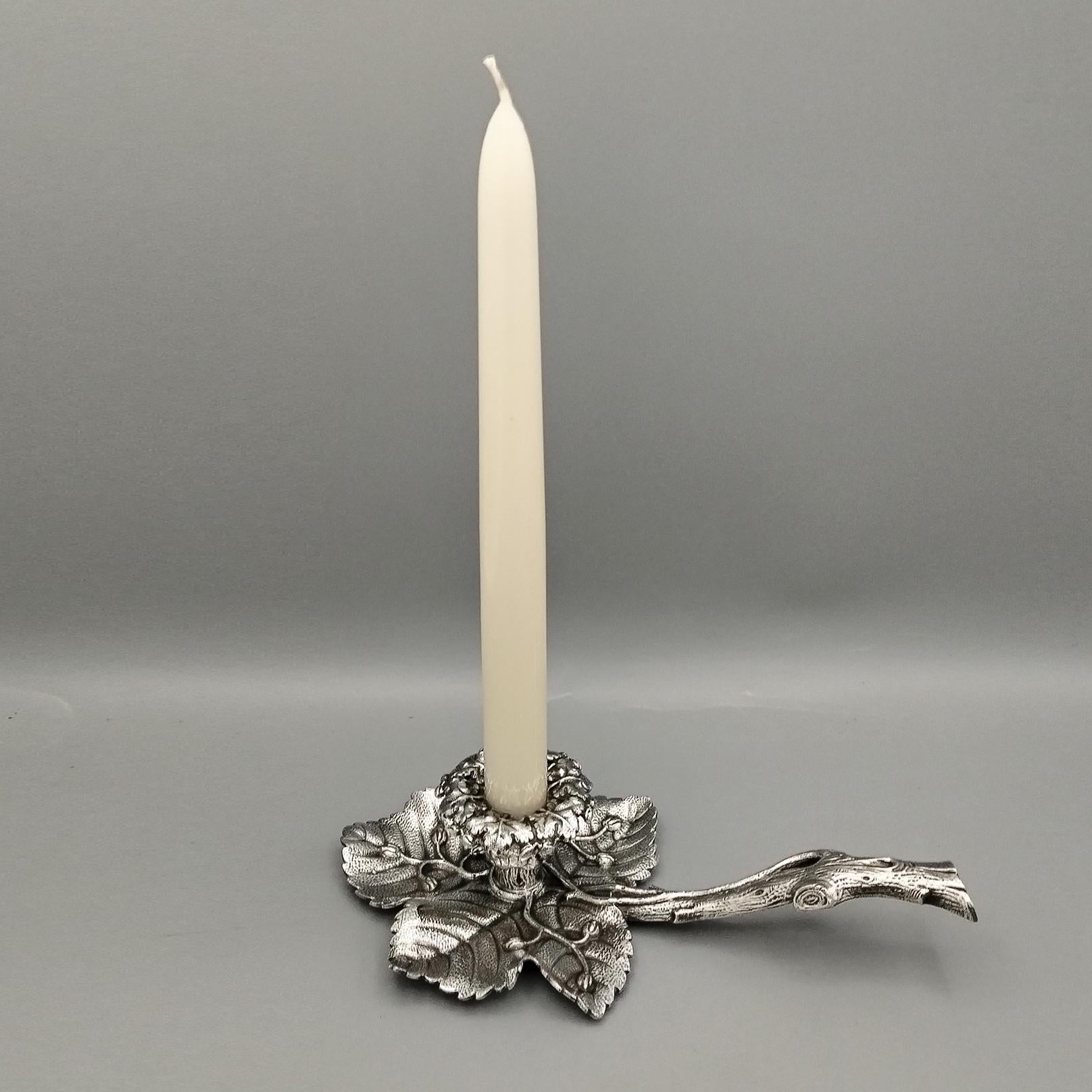 XX Century Italian Solid 800 Silver Chambercticks For Sale 4