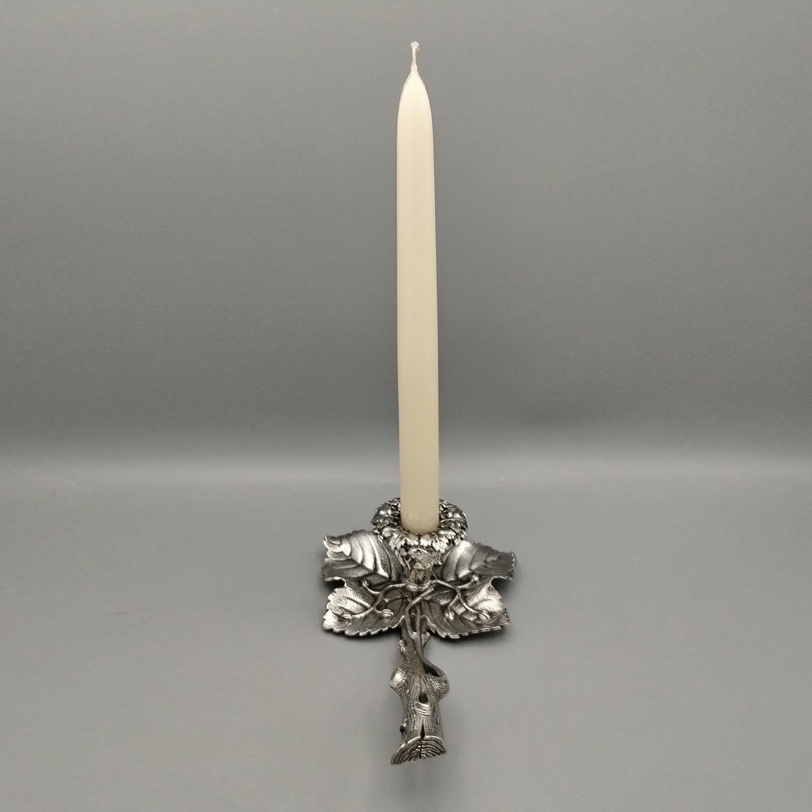 XX Century Italian Solid 800 Silver Chambercticks For Sale 5