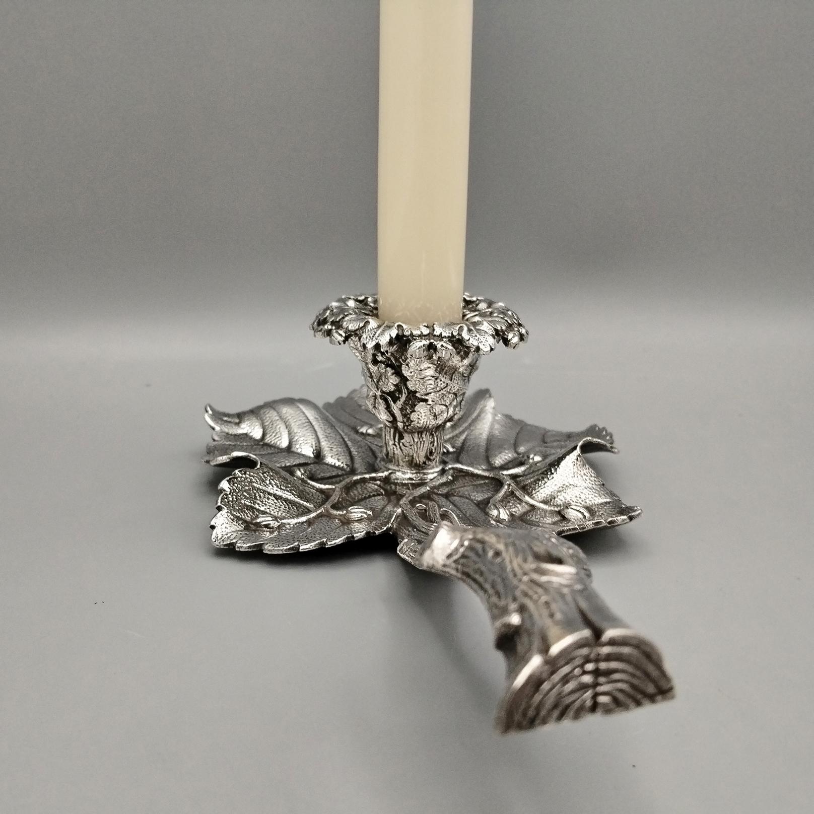 XX Century Italian Solid 800 Silver Chambercticks For Sale 6