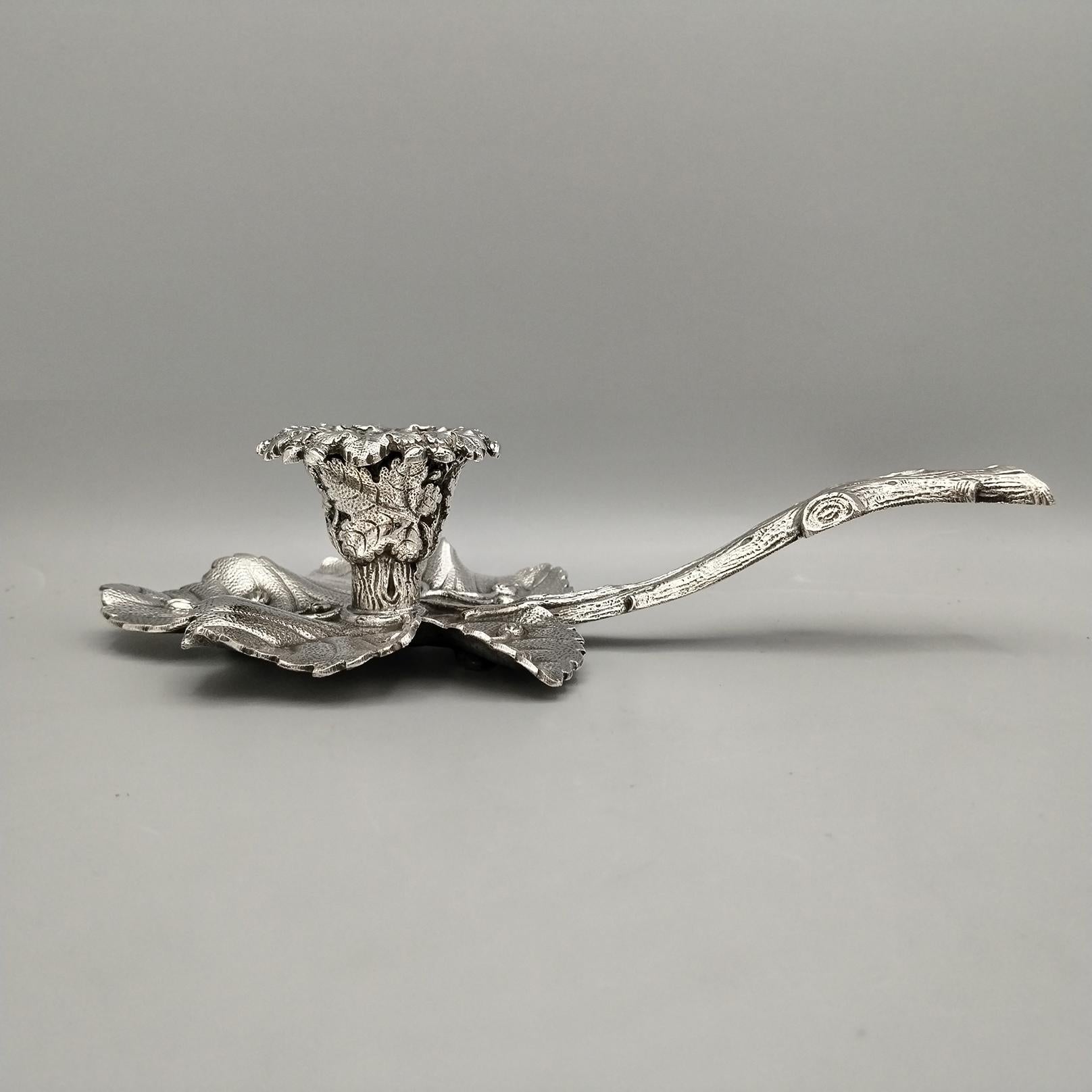 Contemporary XX Century Italian Solid 800 Silver Chambercticks For Sale