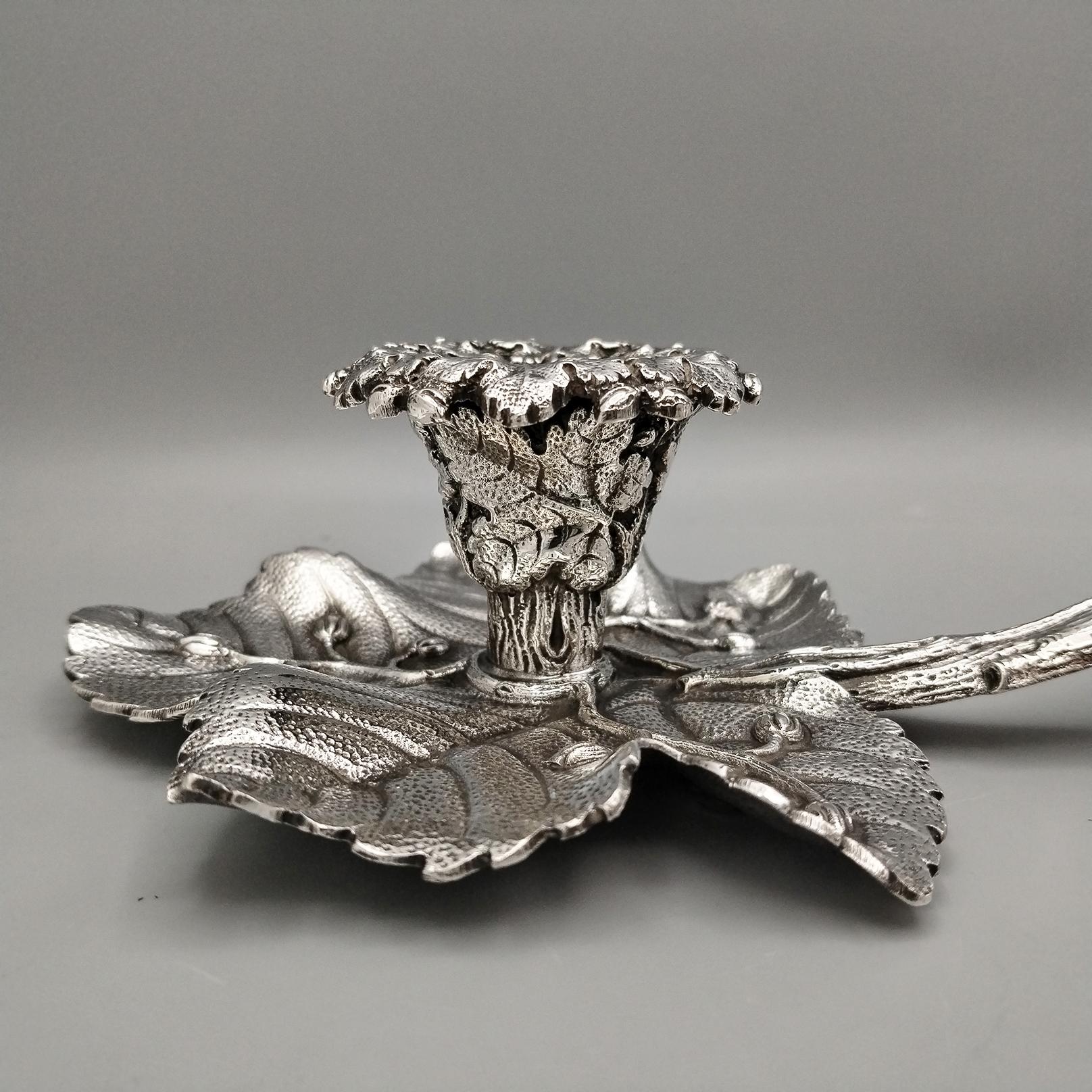 XX Century Italian Solid 800 Silver Chambercticks For Sale 1