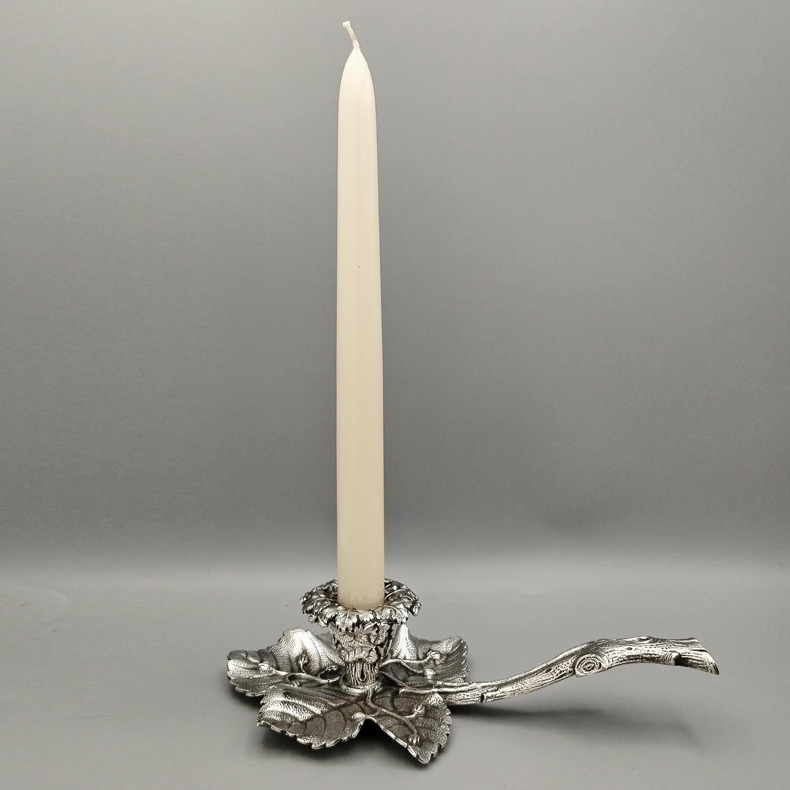 XX Century Italian Solid 800 Silver Chambercticks For Sale 2