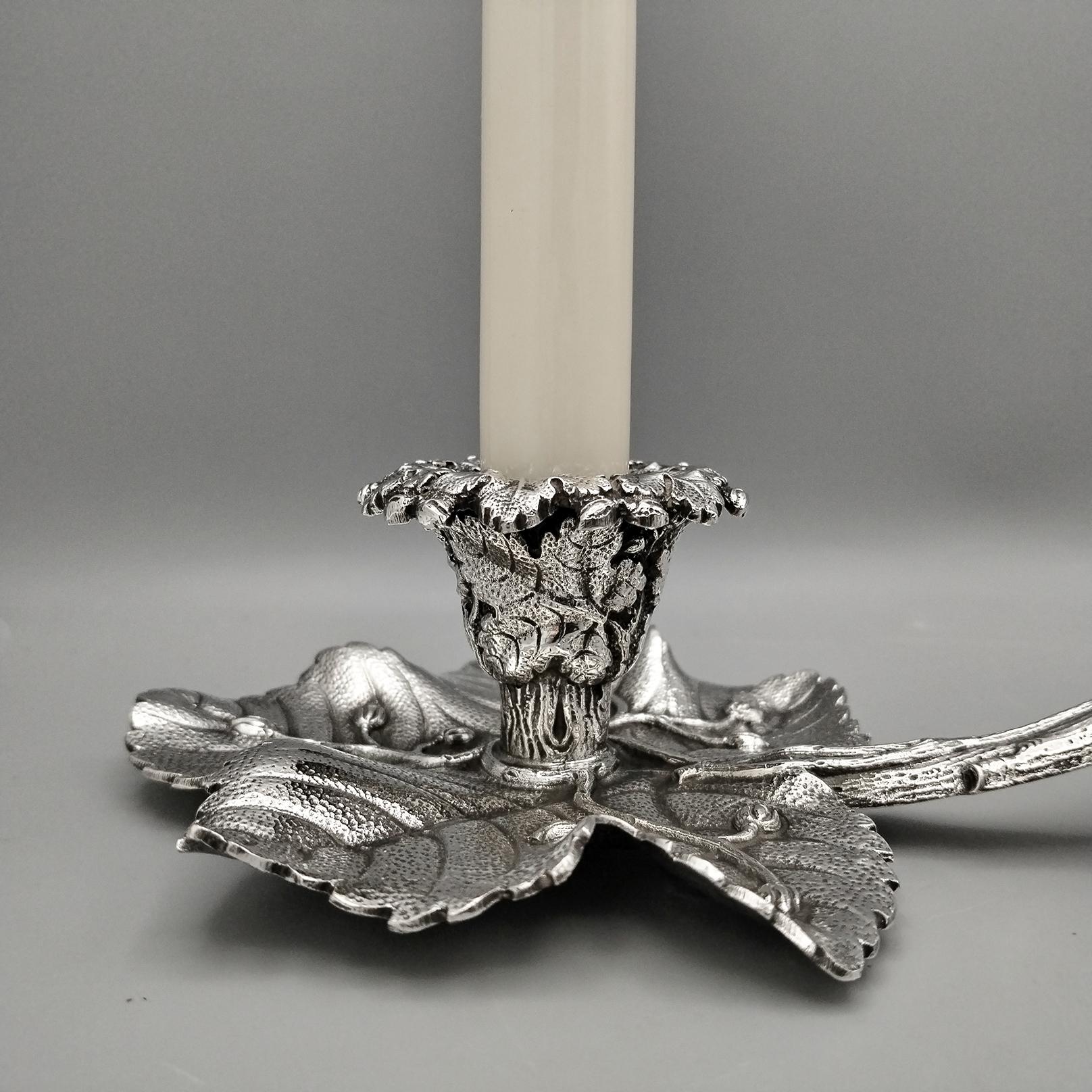 XX Century Italian Solid 800 Silver Chambercticks For Sale 3
