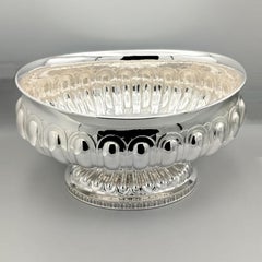XX Century Italian Solid 800 Silver Large Oval Centerpiece in Empire Style