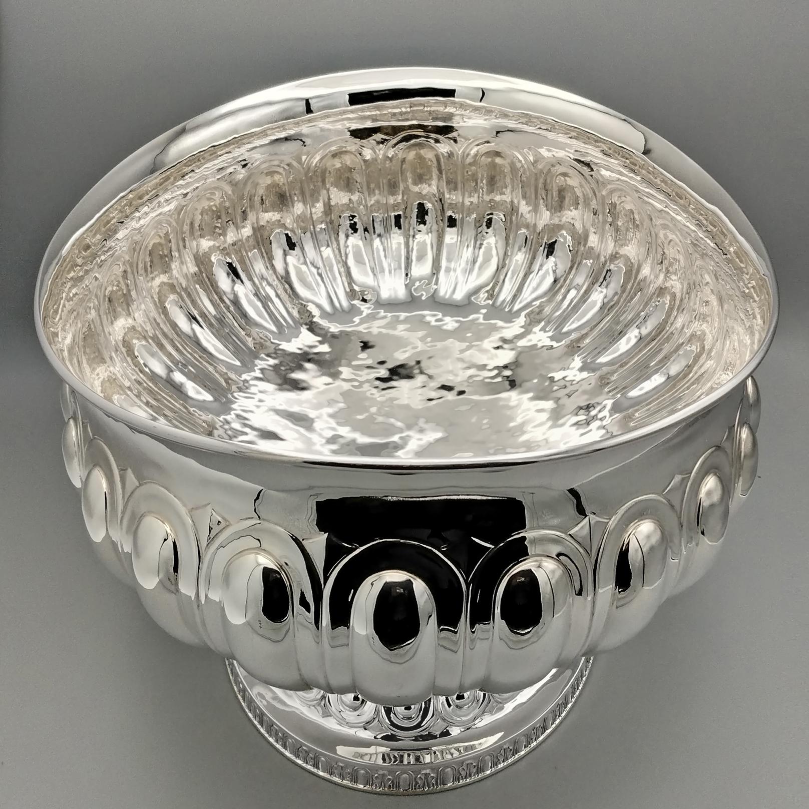 Other XX Century Italian Solid 800 Silver Large Oval Centerpiece in Empire Style For Sale