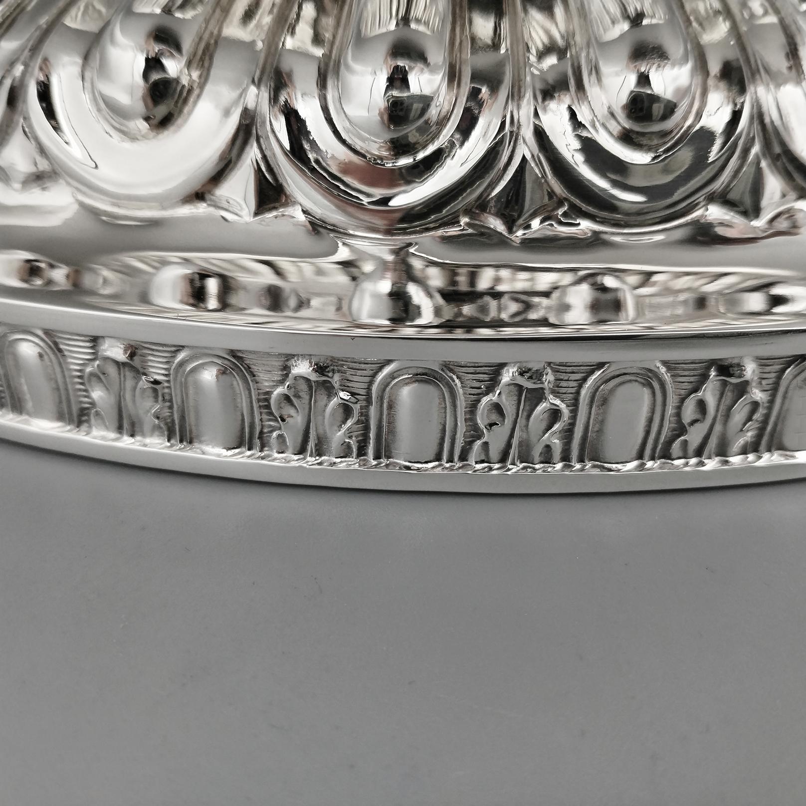 XX Century Italian Solid 800 Silver Large Oval Centerpiece in Empire Style In Excellent Condition For Sale In VALENZA, IT
