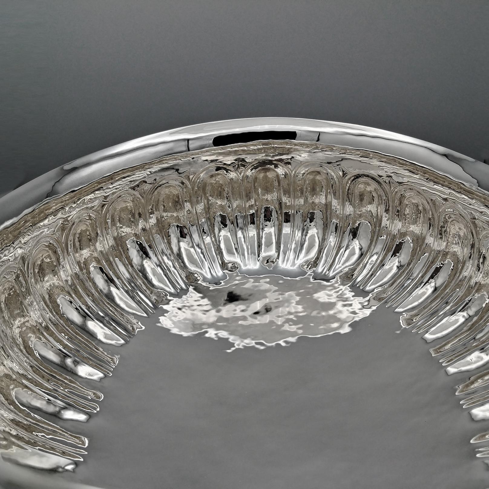 Late 20th Century XX Century Italian Solid 800 Silver Large Oval Centerpiece in Empire Style For Sale