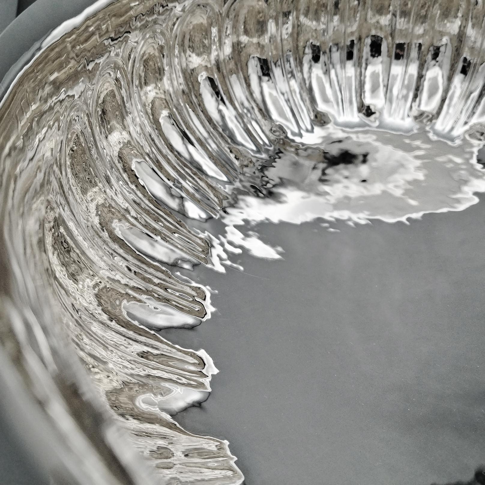 XX Century Italian Solid 800 Silver Large Oval Centerpiece in Empire Style For Sale 1