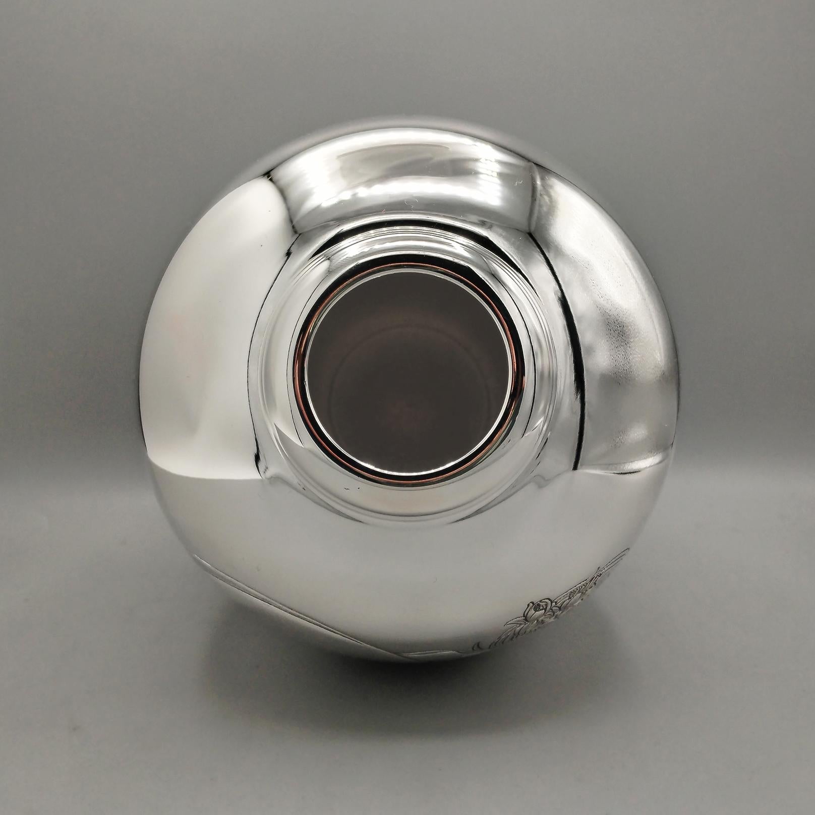 Liberty en argent massif 800 italien du 20e siècle - Art Nouveau  Style Vase en vente 4