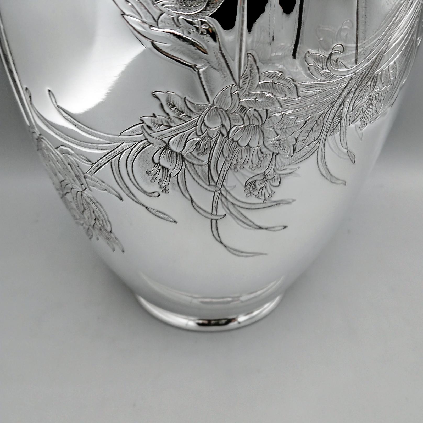 Liberty en argent massif 800 italien du 20e siècle - Art Nouveau  Style Vase Excellent état - En vente à VALENZA, IT