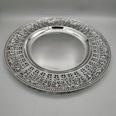 Plato calado de plata 800 maciza italiana del siglo XX