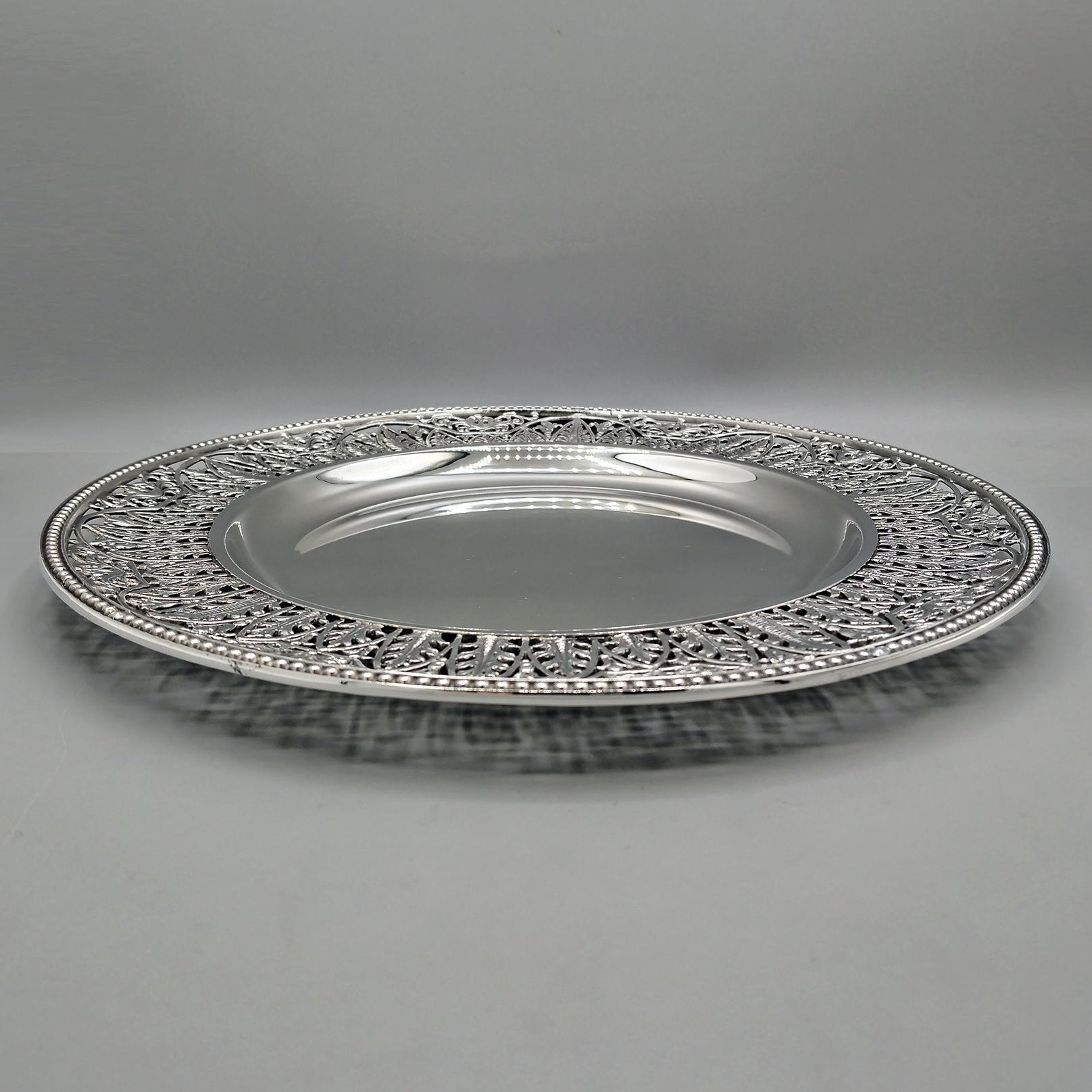 Autre Plat percé italien du XXème siècle en argent massif 800 en vente