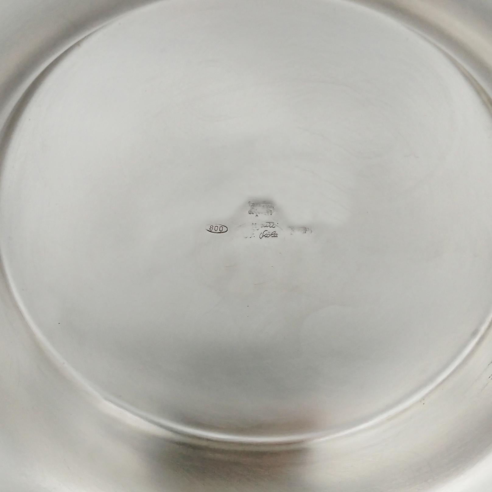 XX Century Italian Solid 800 Silver Vase with Leaves and Berries For Sale 9