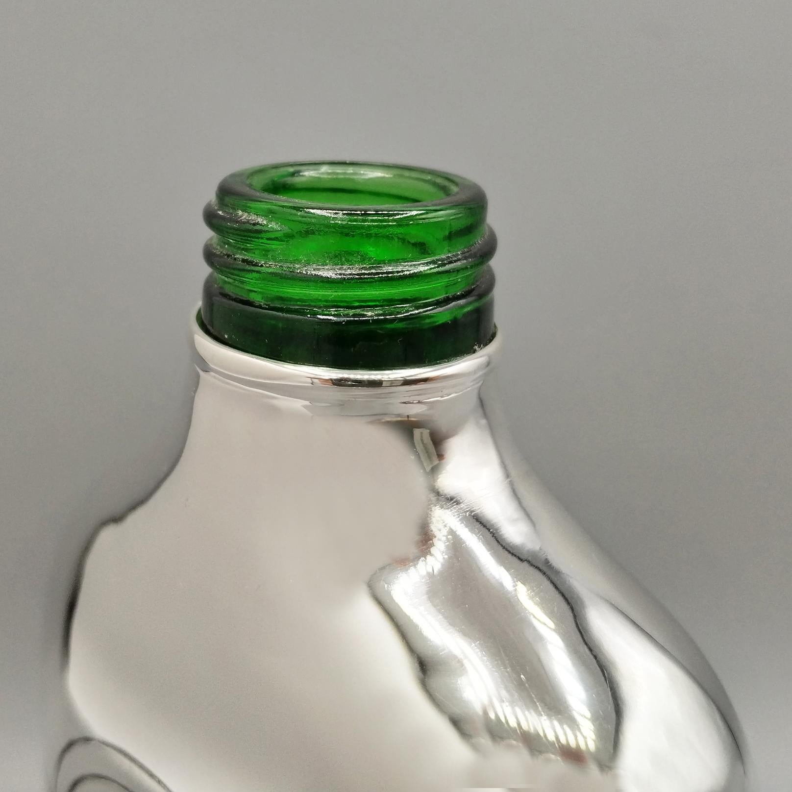 XX Century Italian solid 800 silver whisky flask with beaker in vendita 1