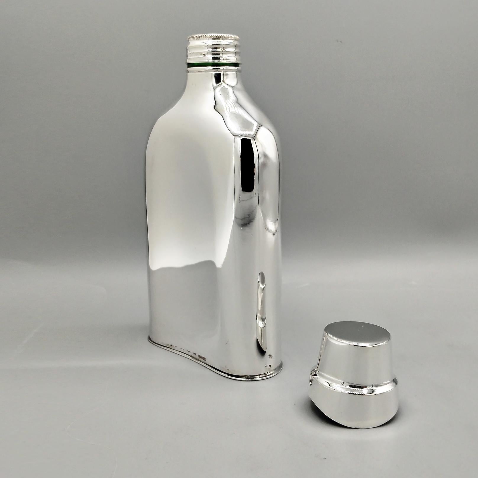 XX Century Italian solid 800 silver whisky flask with beaker in vendita 2
