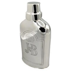XX Century Italian solid 800 silver whisky flask with beaker