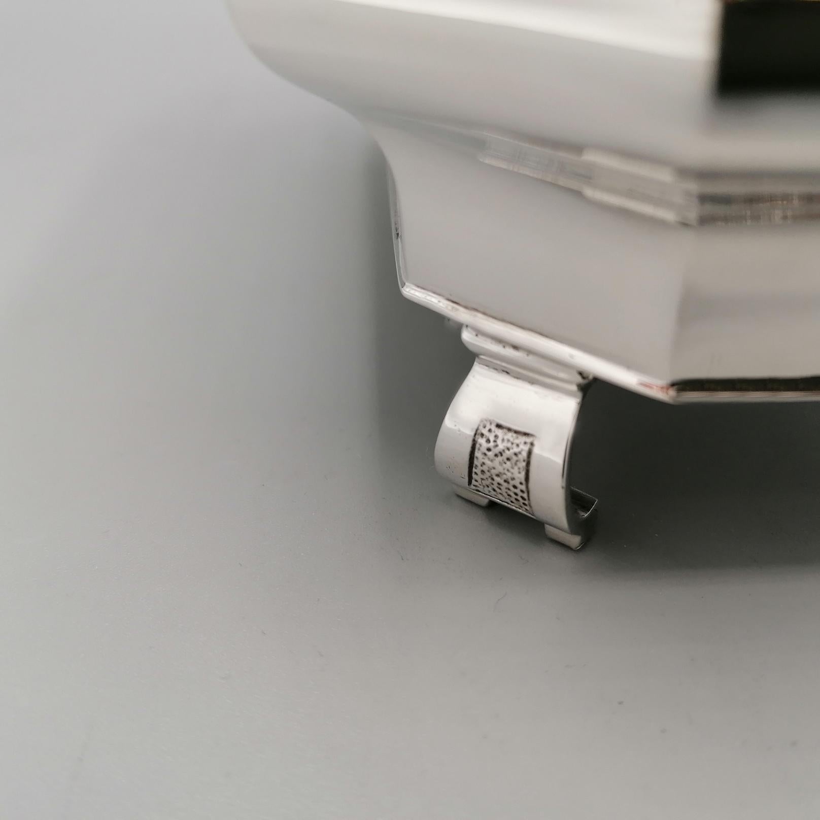 Siglo XX Plata maciza italiana 800 Azucarero de dos compartimentos en venta 2