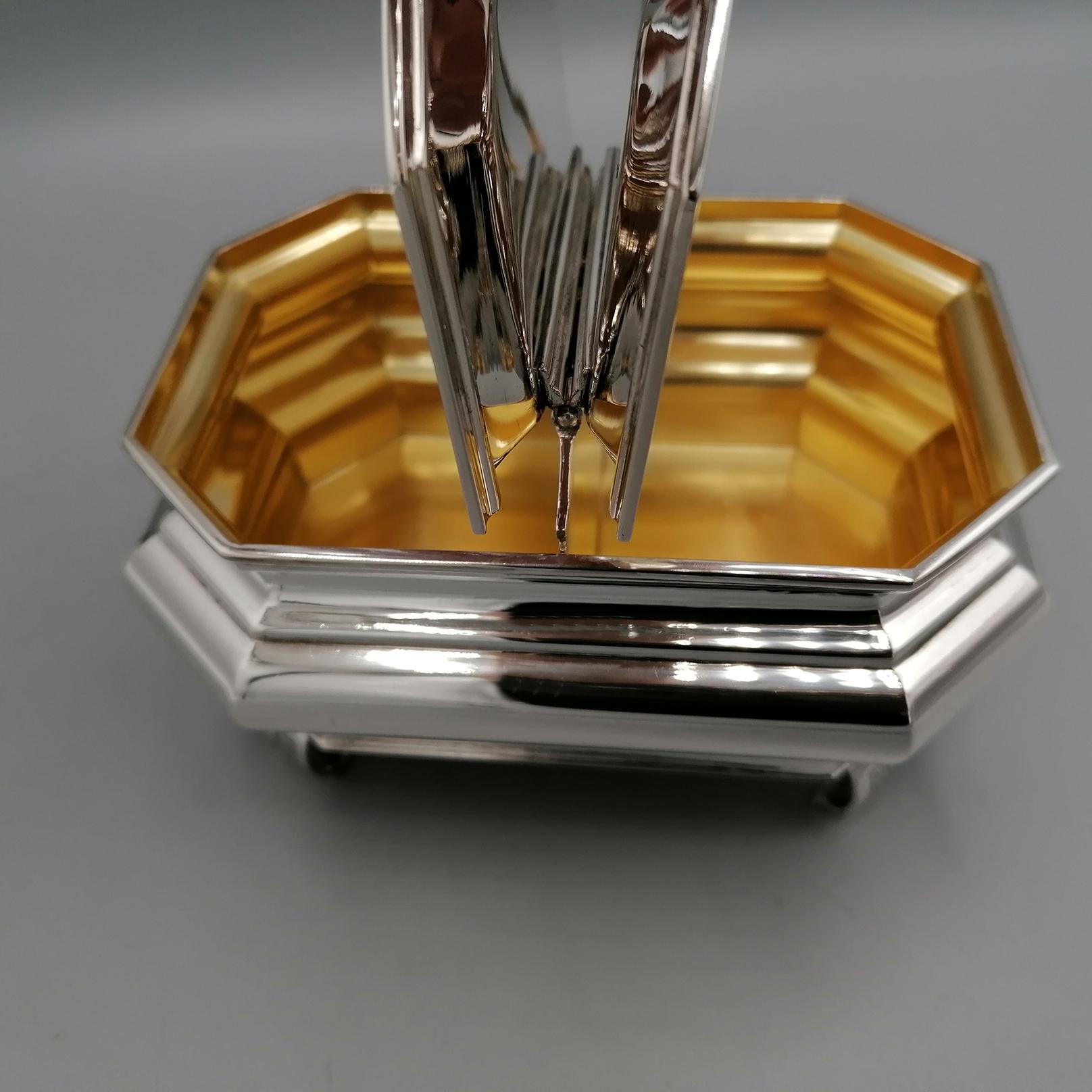 Siglo XX Plata maciza italiana 800 Azucarero de dos compartimentos en venta 4