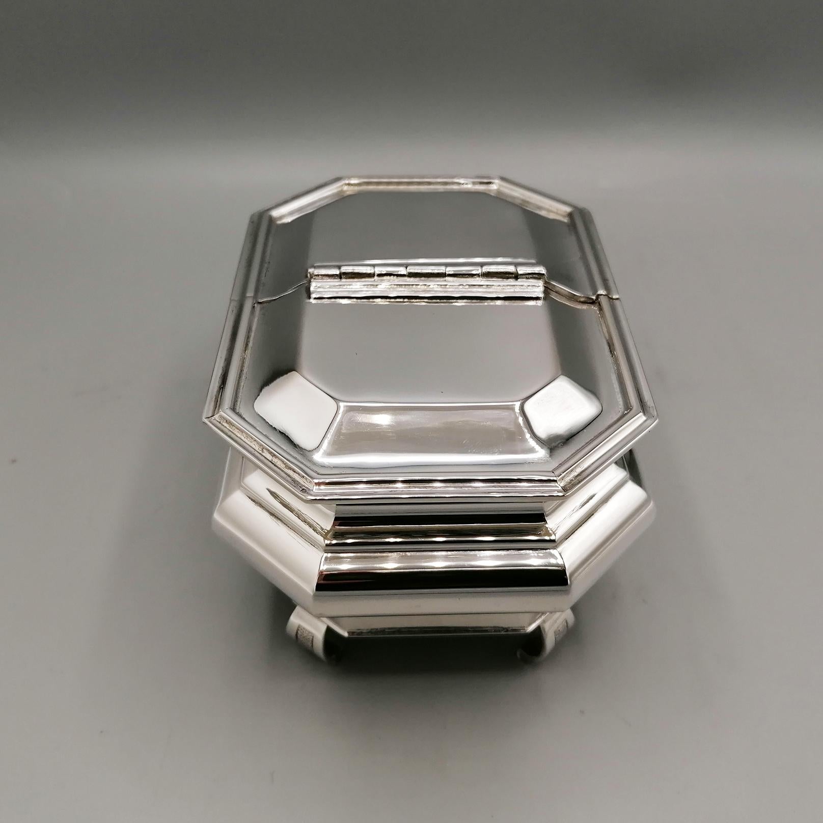 Siglo XX Plata maciza italiana 800 Azucarero de dos compartimentos en venta 1