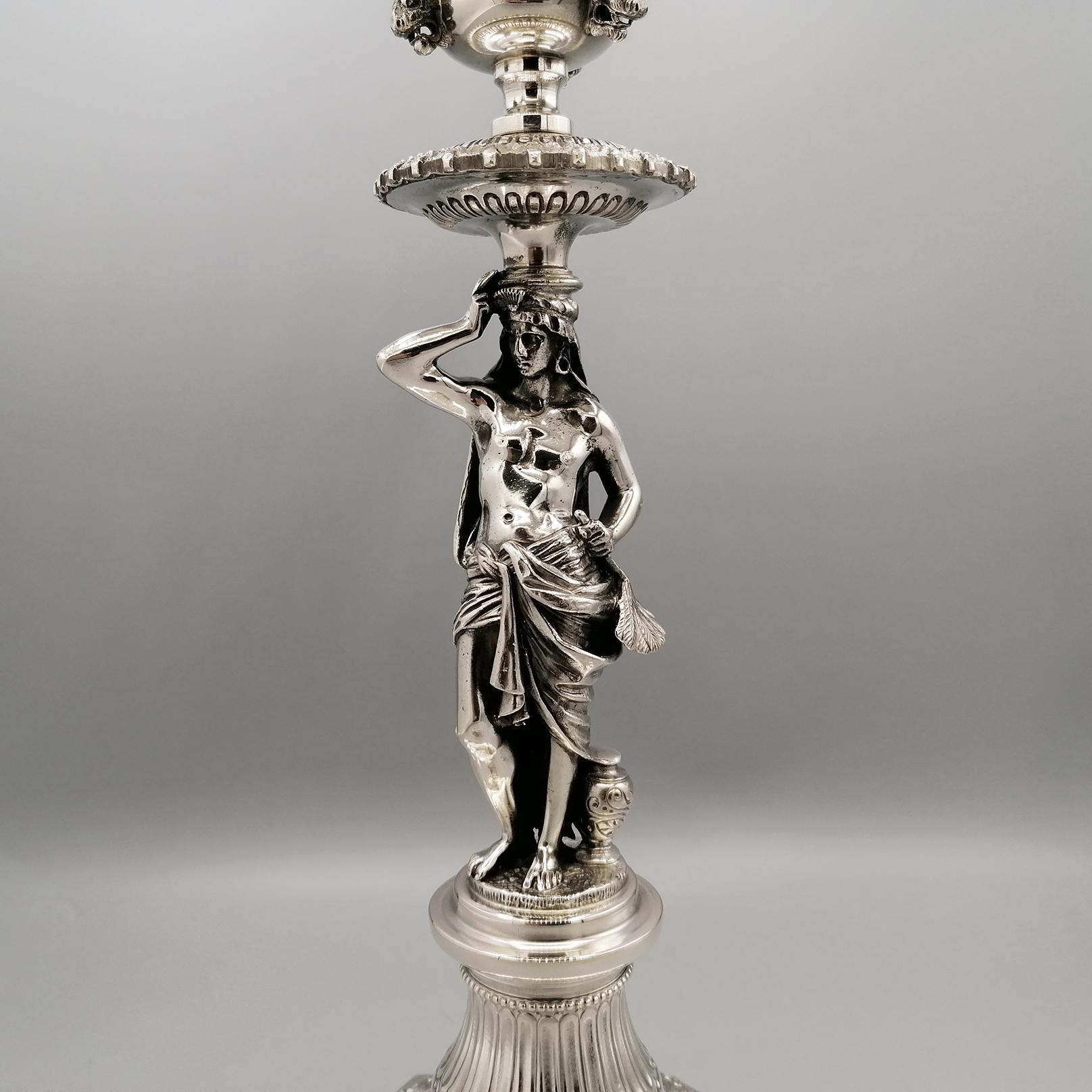 XX Century Italian Solid Silver pair of Candelabras In condizioni ottime in vendita a VALENZA, IT