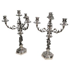 Retro XX Century Italian Solid Silver pair of Candelabras