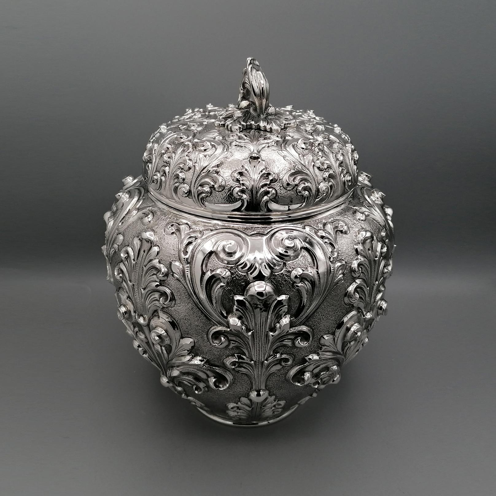 Baroque 20th Century Italian Solid Silver Potiche For Sale