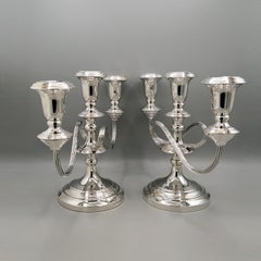 20th Century Italian solid Silver Pr. of Candelabras