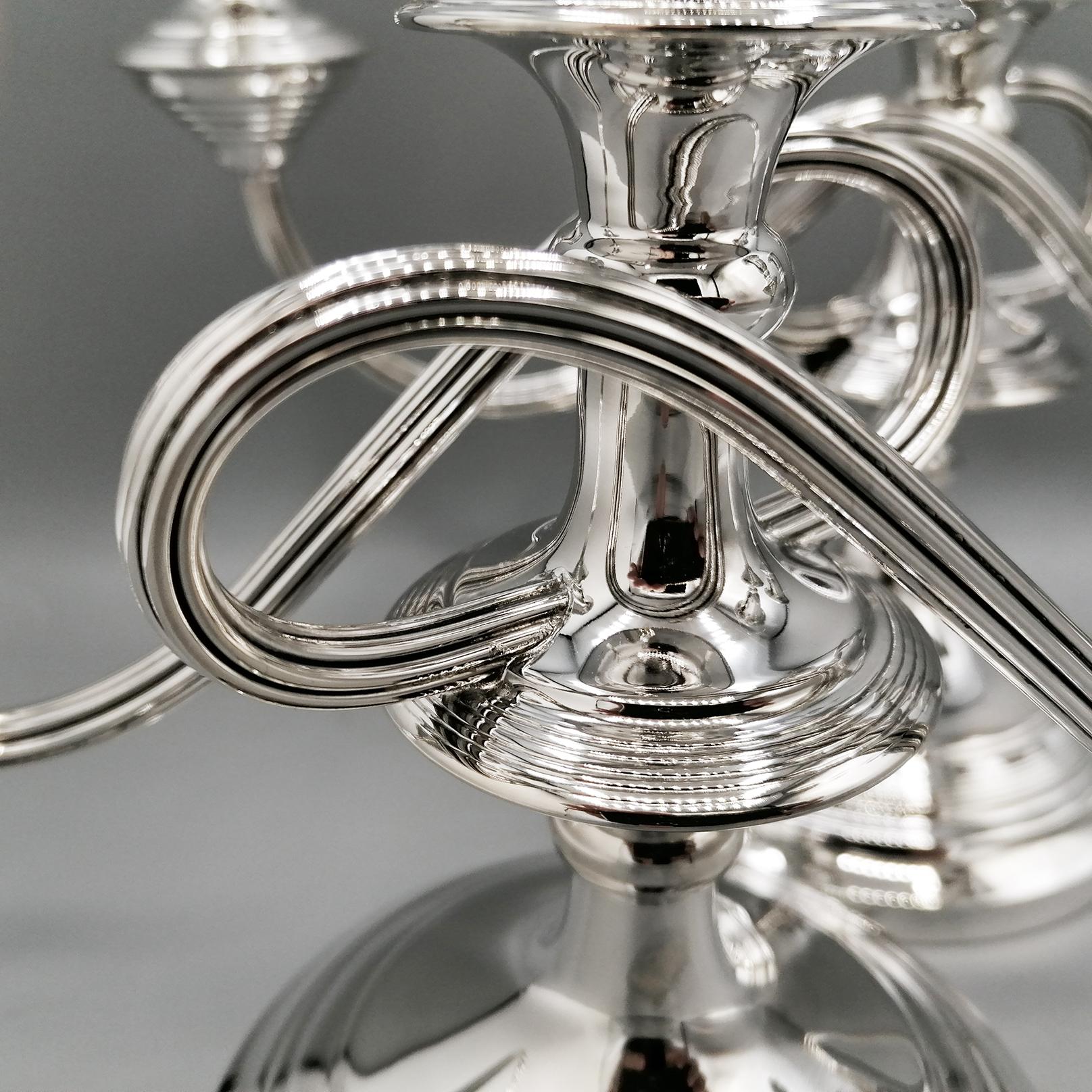 20th Century Italian solid Silver Pr. of Candelabras For Sale 1
